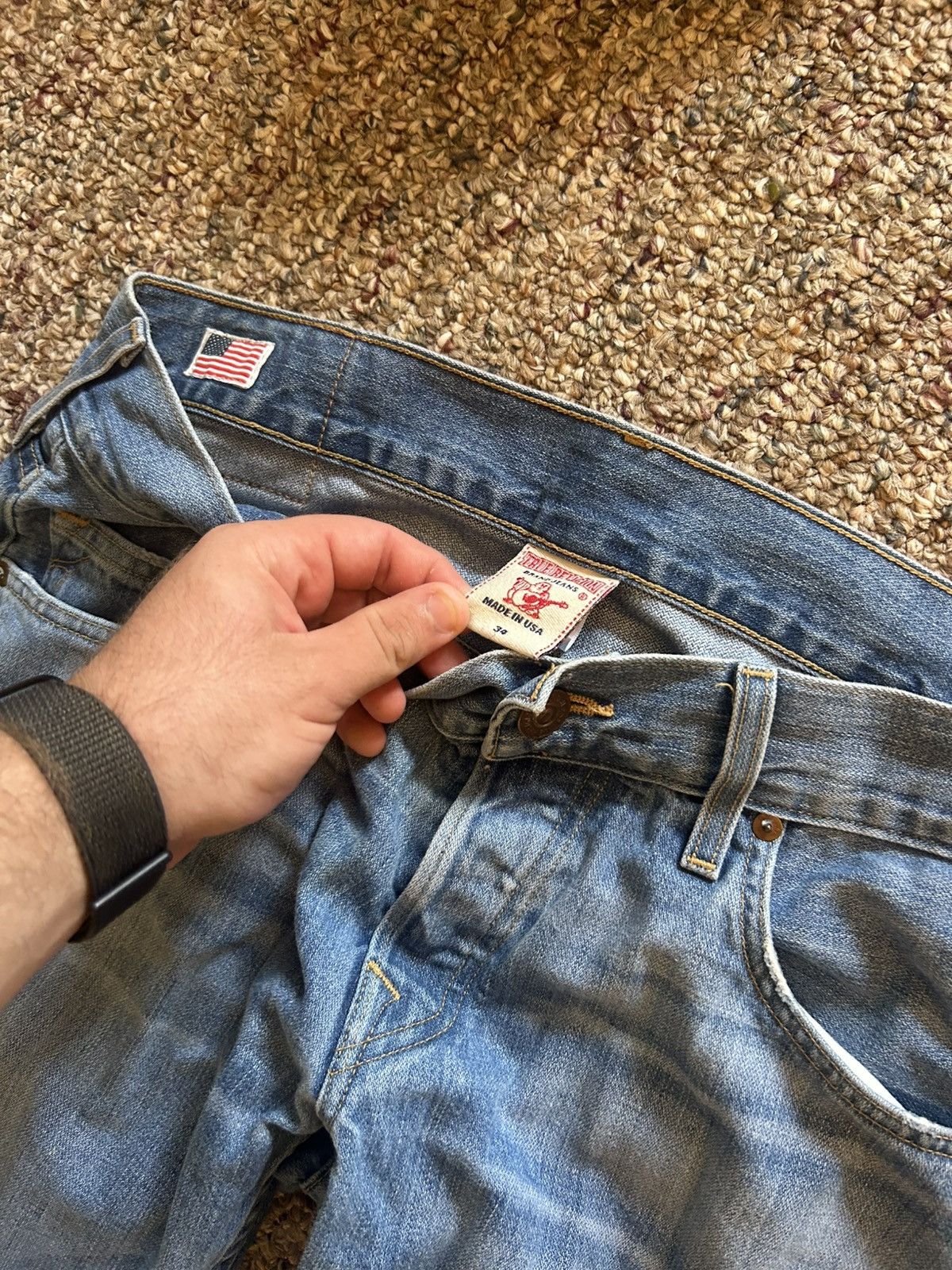 True Religion True Religion leather patch small stitching logo denim Size US 34 / EU 50 - 5 Thumbnail