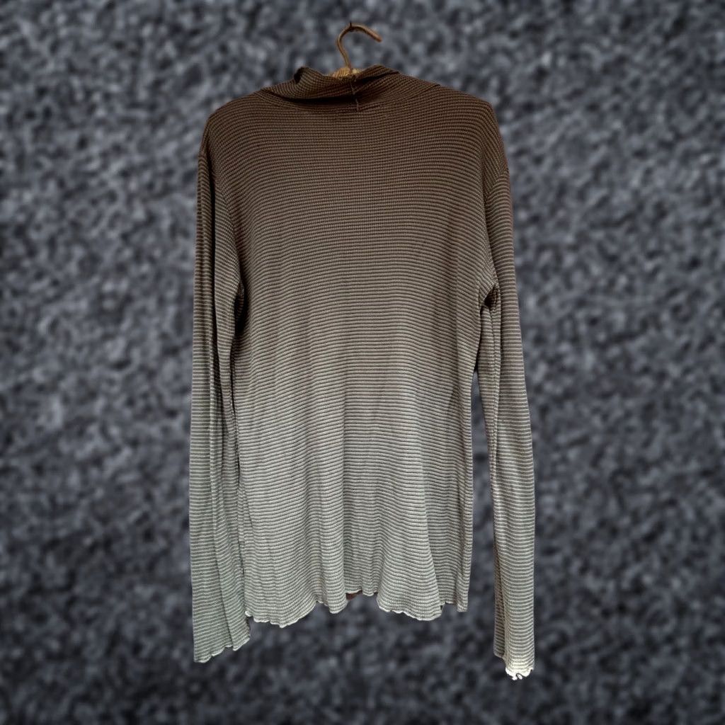 Vintage Cut Loose Women's Turtleneck Top Long Sleeve Waffle Knit T-Shirt Green Medium Size M / US 6-8 / IT 42-44 - 1 Thumbnail