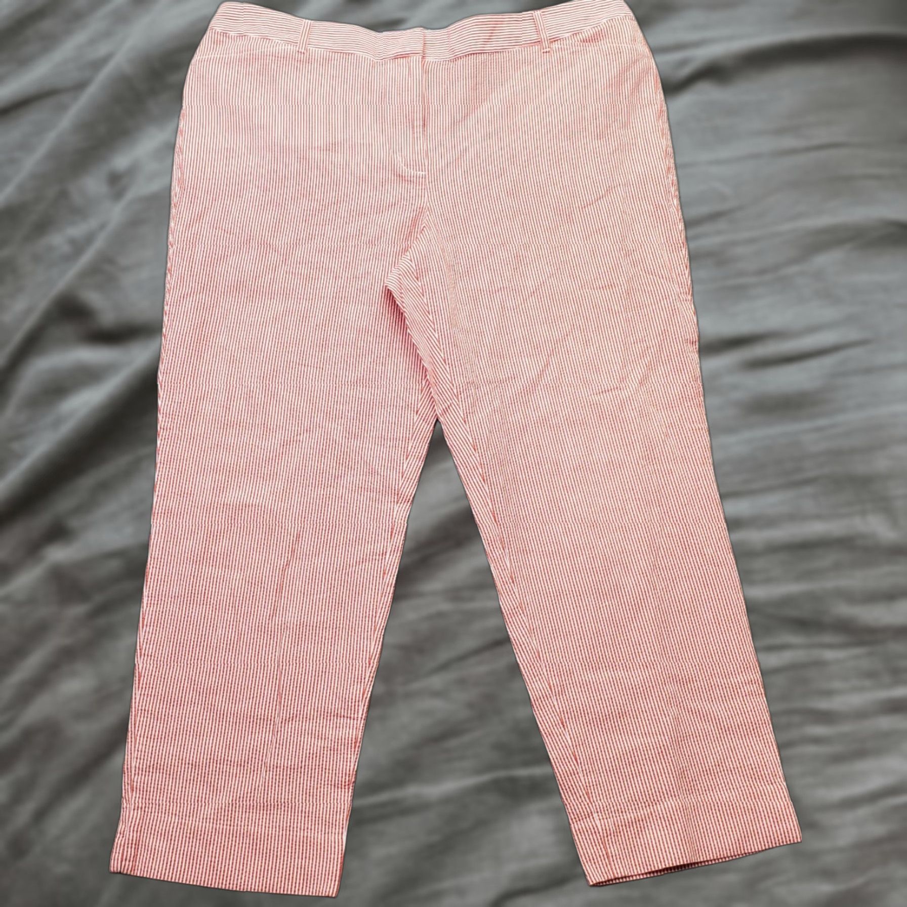 Talbots Talbots Womens Size 14 Cropped Pants Multicolor Striped Seersucker Flat Front Casual Size 36" / US 14 / IT 50 - 1 Thumbnail