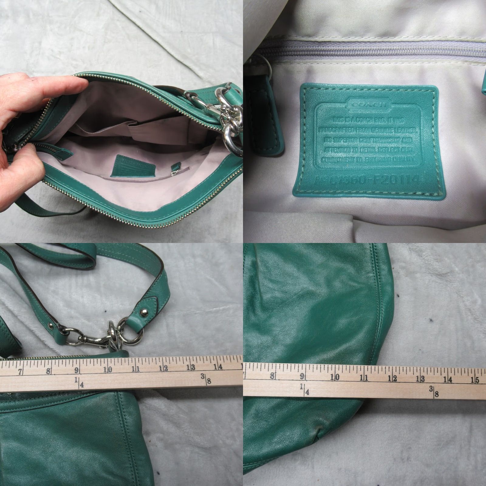 Coach Coach Crossbody Bag Green Leather Detachable Adjustable Strap Shoulder Size ONE SIZE - 8 Thumbnail