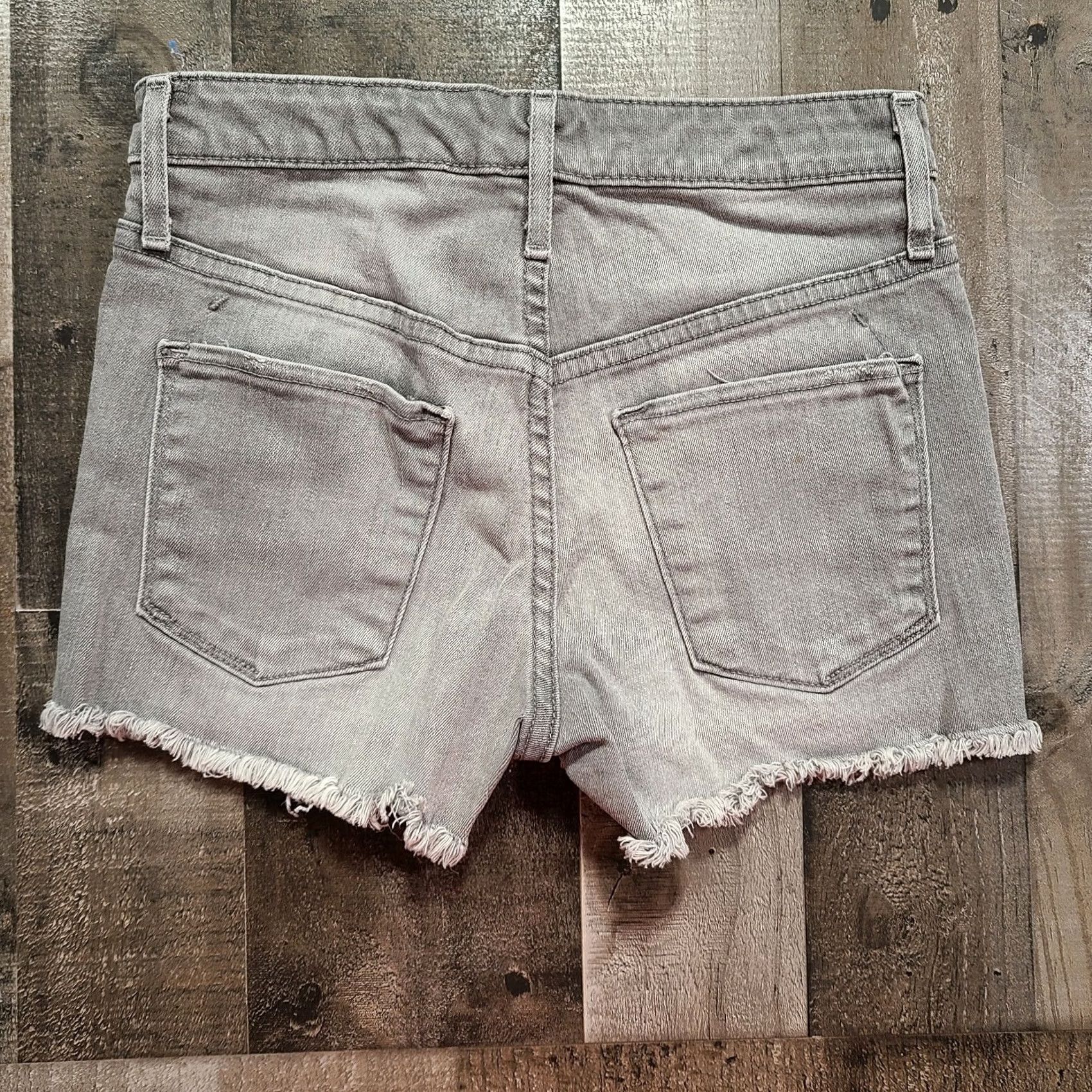 Mossimo Mossimo Shorts Womens 0/25 Gray Cut-Off High Rise Button-Fly Stretch Light Denim Shirt? Size 40" / US 18 - 2 Thumbnail