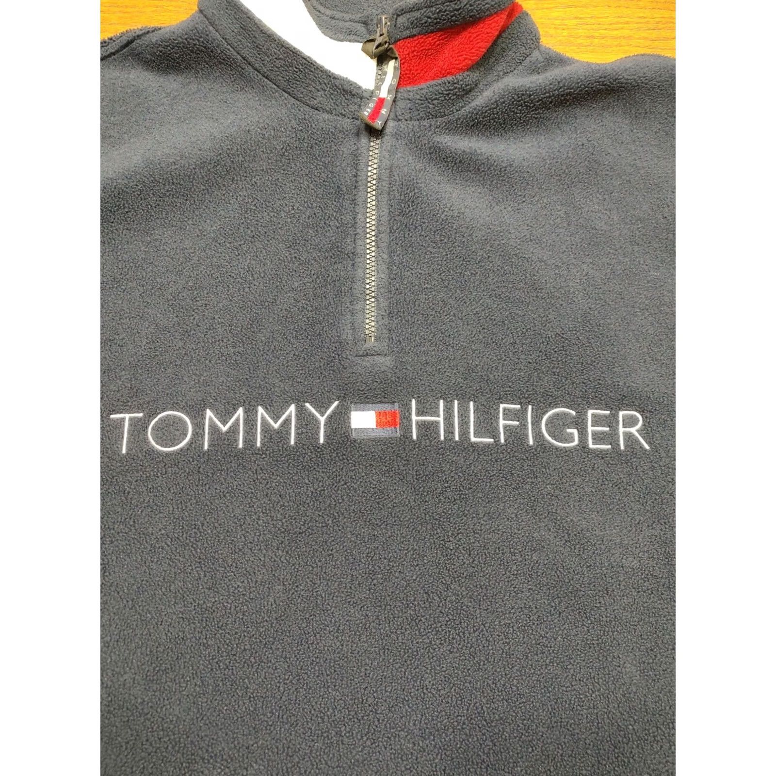 Tommy Hilfiger VINTAGE Tommy Hilfiger Sweater Pullover 1/4 Zip Winter Fleece Navy XL Mens 90s Size US XL / EU 56 / 4 - 3 Thumbnail