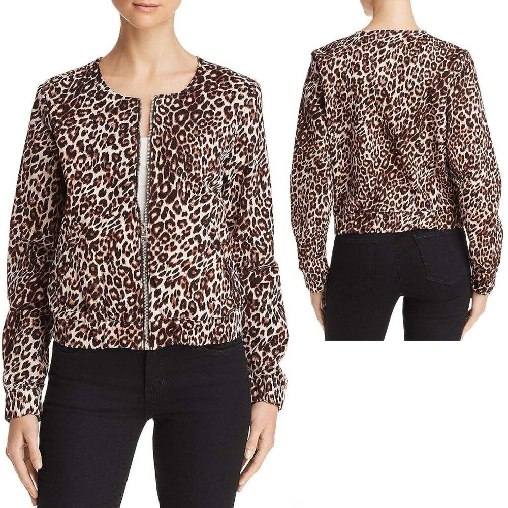 Guess GUESS Leopard-Print Cotton Bomber Jacket Size L Size L / US 10 / IT 46 - 1 Thumbnail
