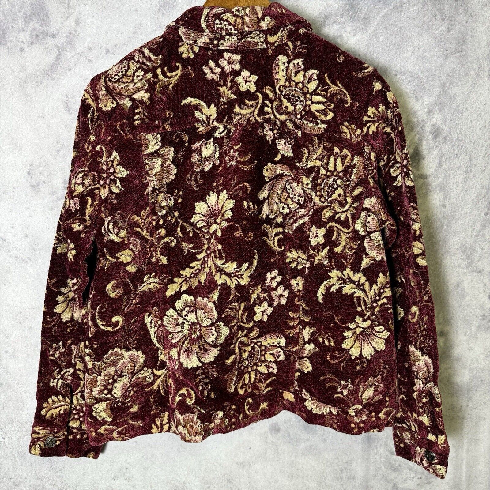 Denim & Co. Denim & Co Floral Brocade Womens Jacket Size Large 20x23 Red Size L / US 10 / IT 46 - 4 Thumbnail
