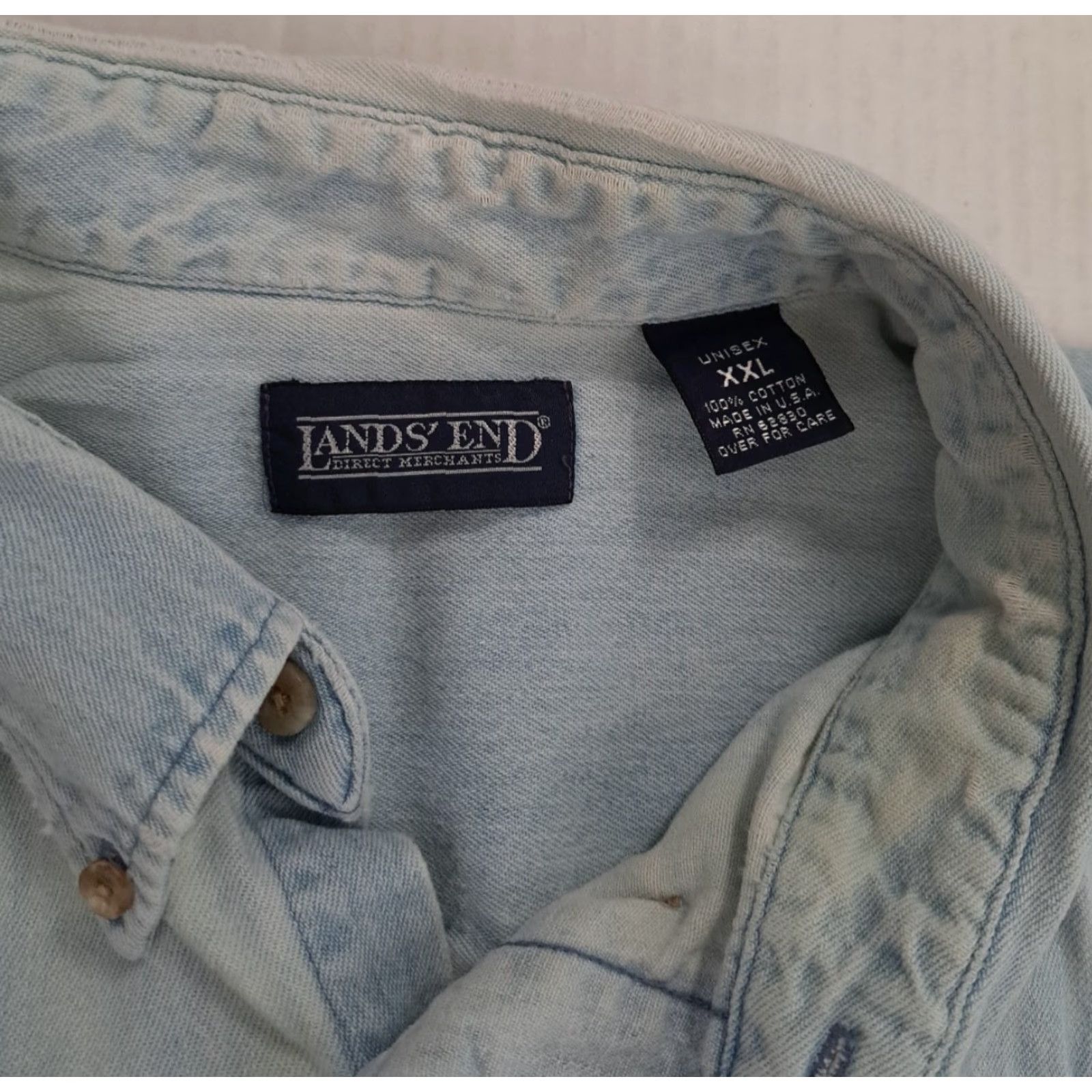 Lands' End VINTAGE Lands' End Denim Blue Jean Shirt XXL Button-Up Unisex Adults Regular Collar Down Size US XXL / EU 58 / 5 - 2 Thumbnail