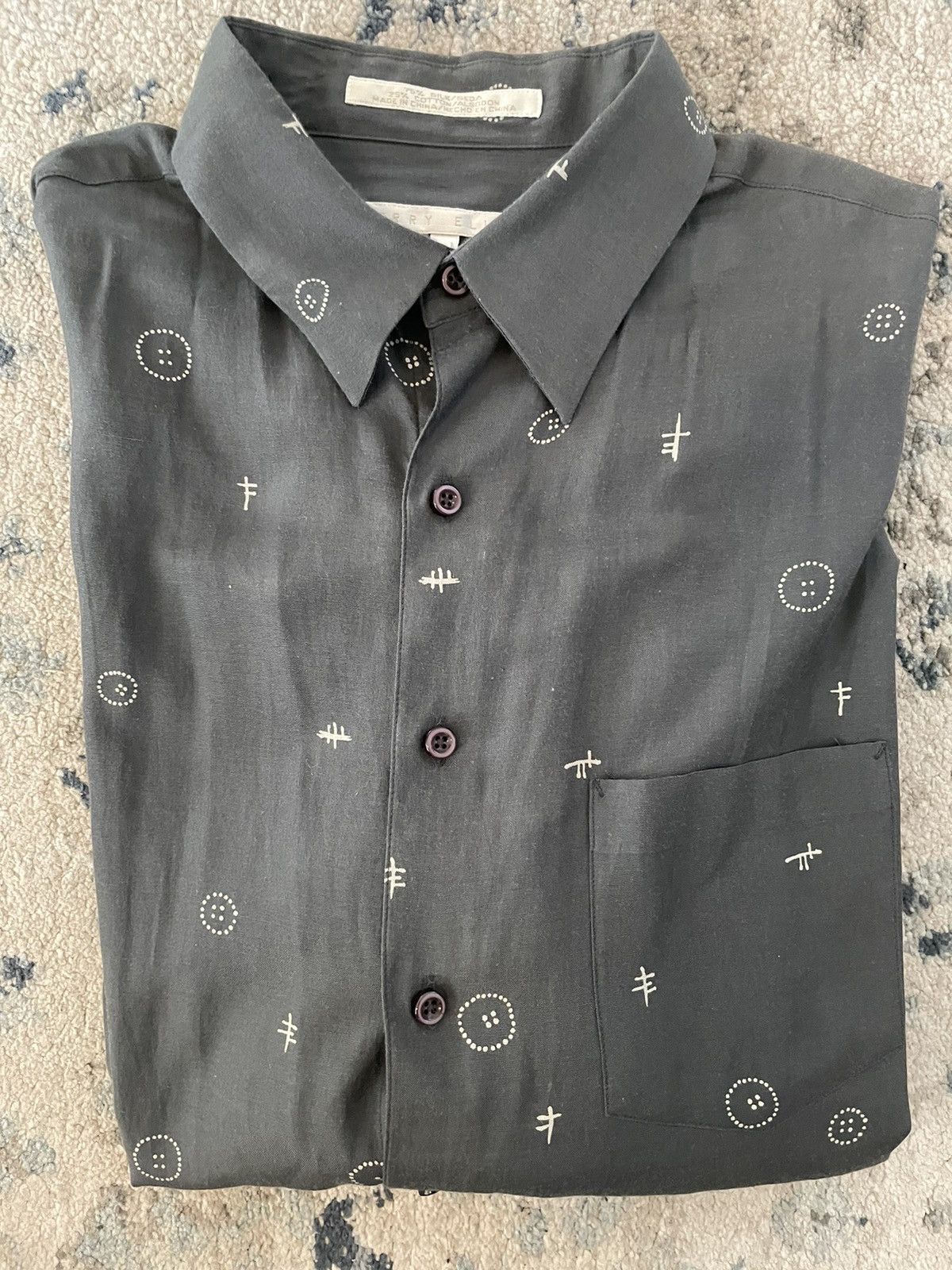 Perry Ellis × Vintage Symbols Print Silk Blend Sport Shirt Size US M / EU 48-50 / 2 - 1 Thumbnail