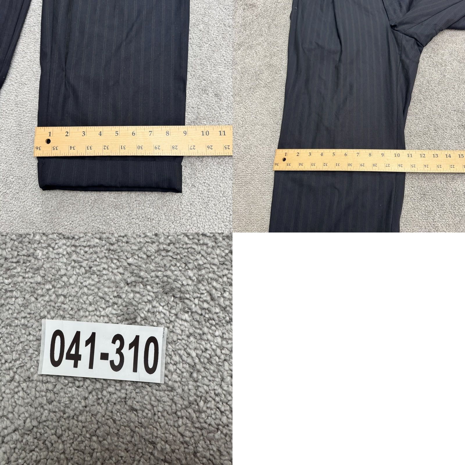Canali Canali Wool Pinstriped Dress Pants Men 37x29 Navy Blue Cuffed Pleated Front Work Dress Pants Regular Fit Mens Blue Pinstriped Wool Pant Size US 37 - 10 Thumbnail