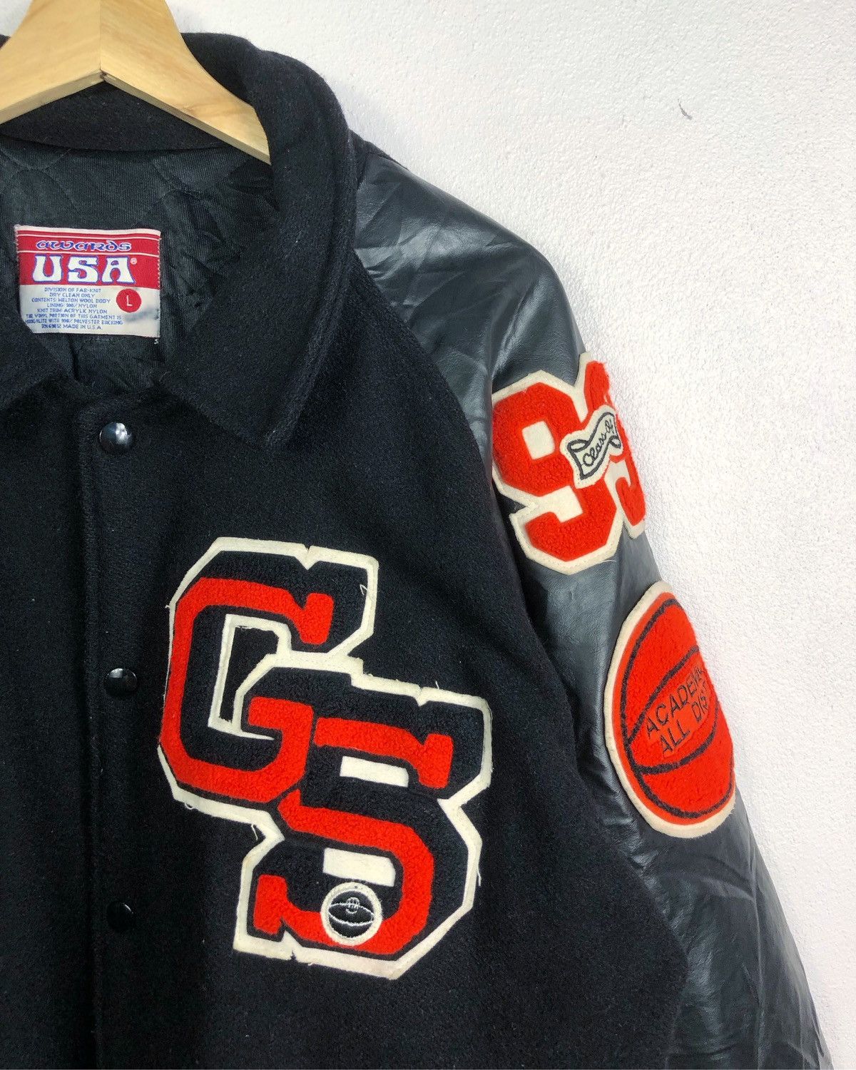 Vintage Vtg Awards USA Leather Sleeves Varsity Jacket Made in USA Size US L / EU 52-54 / 3 - 3 Thumbnail