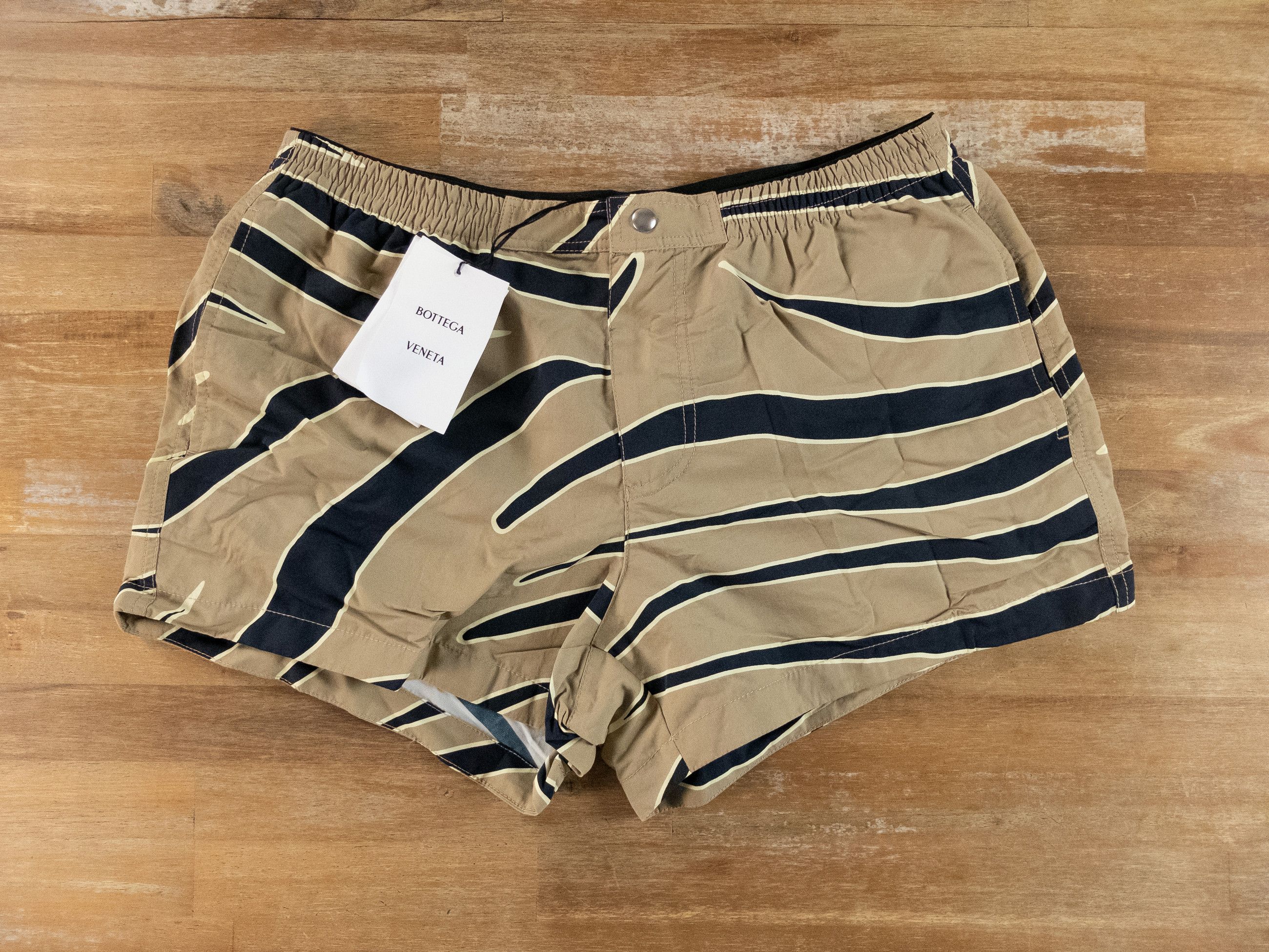 BOTTEGA VENETA beige animal print nylon swim shorts Large q