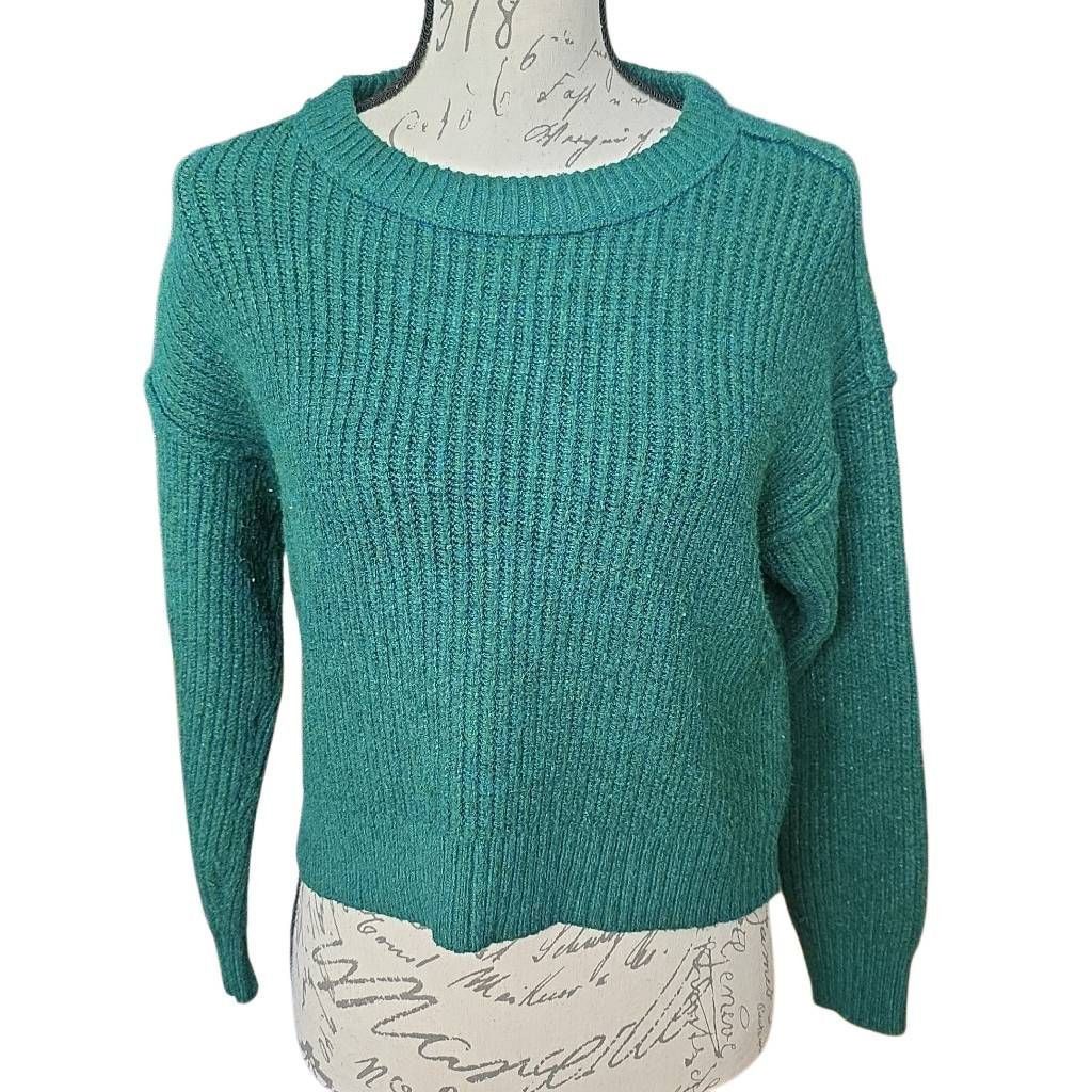 American Eagle Outfitters American Eagle Women's Size XS Hunter Green Ribbed Cropped S Size XS / US 0-2 / IT 36-38 - 1 Thumbnail