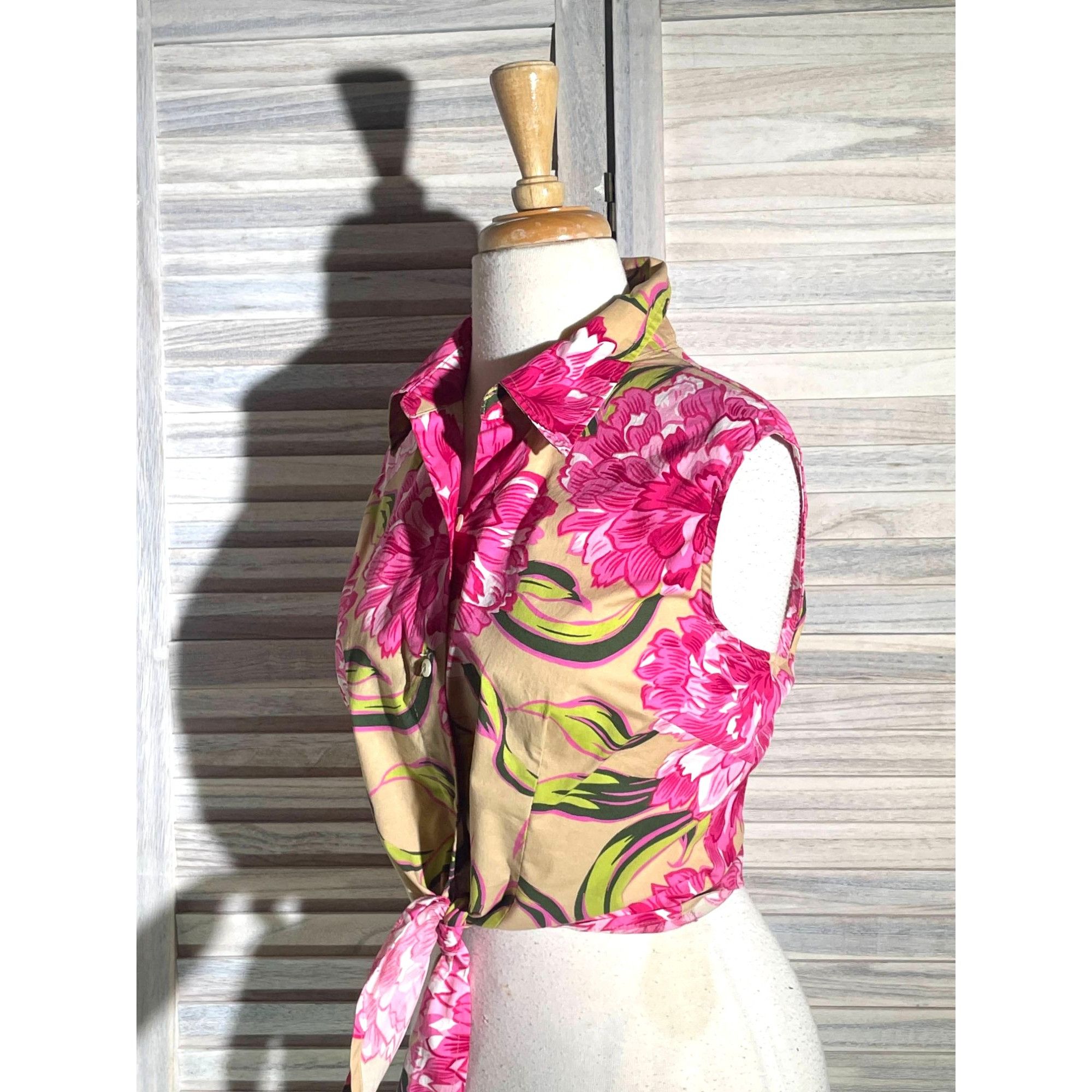 Other NY&Co Lg Tropical Tie Front Top Size L / US 10 / IT 46 - 4 Thumbnail
