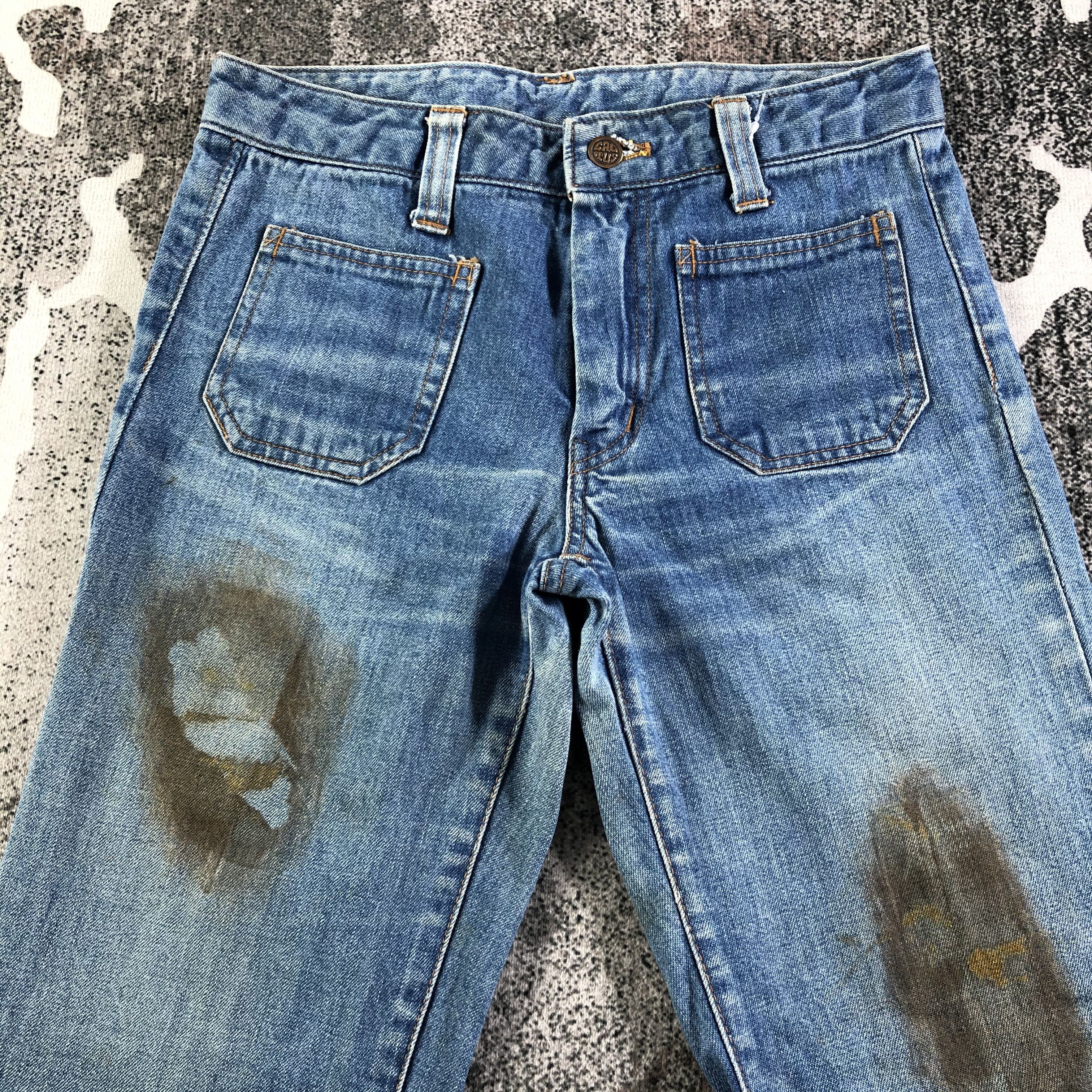 Japanese Brand Vintage Flare Cactus Jeans Dirty Wash Denim KJ2422 Size US 27 - 3 Thumbnail