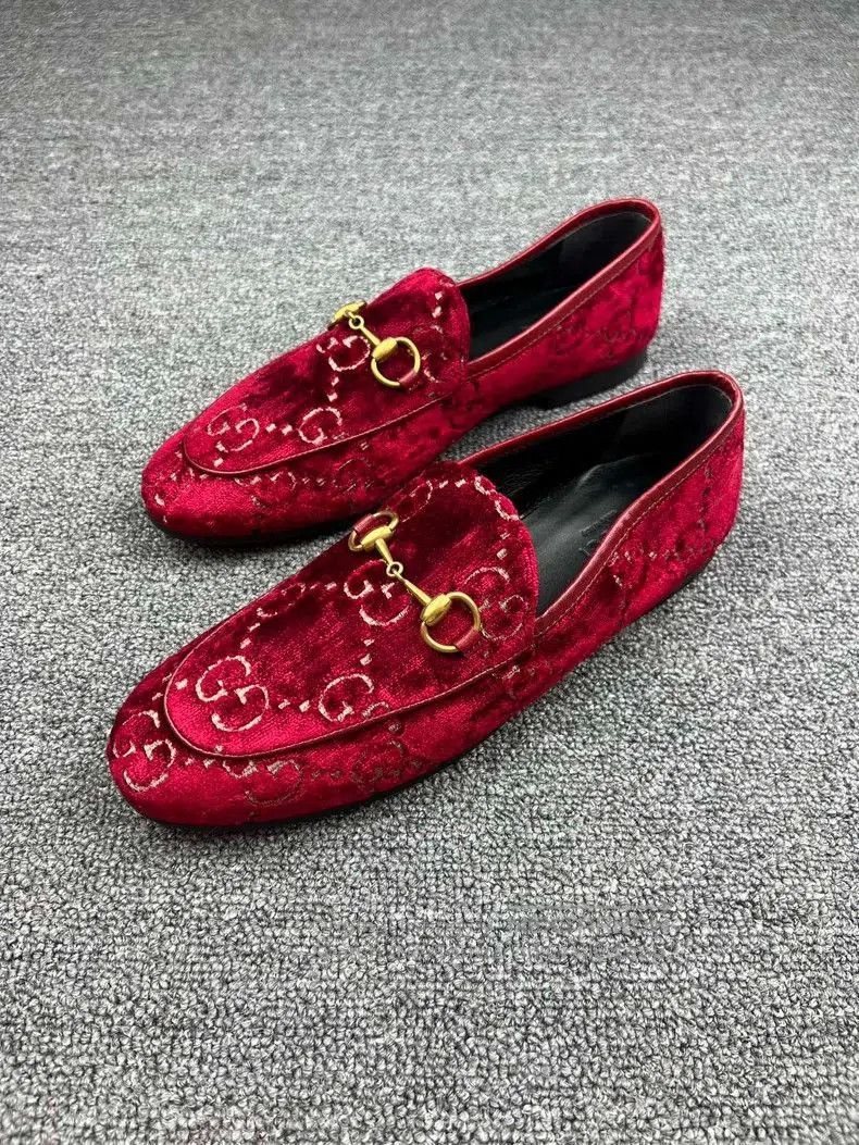 Gucci Red Velvet Loafers.
