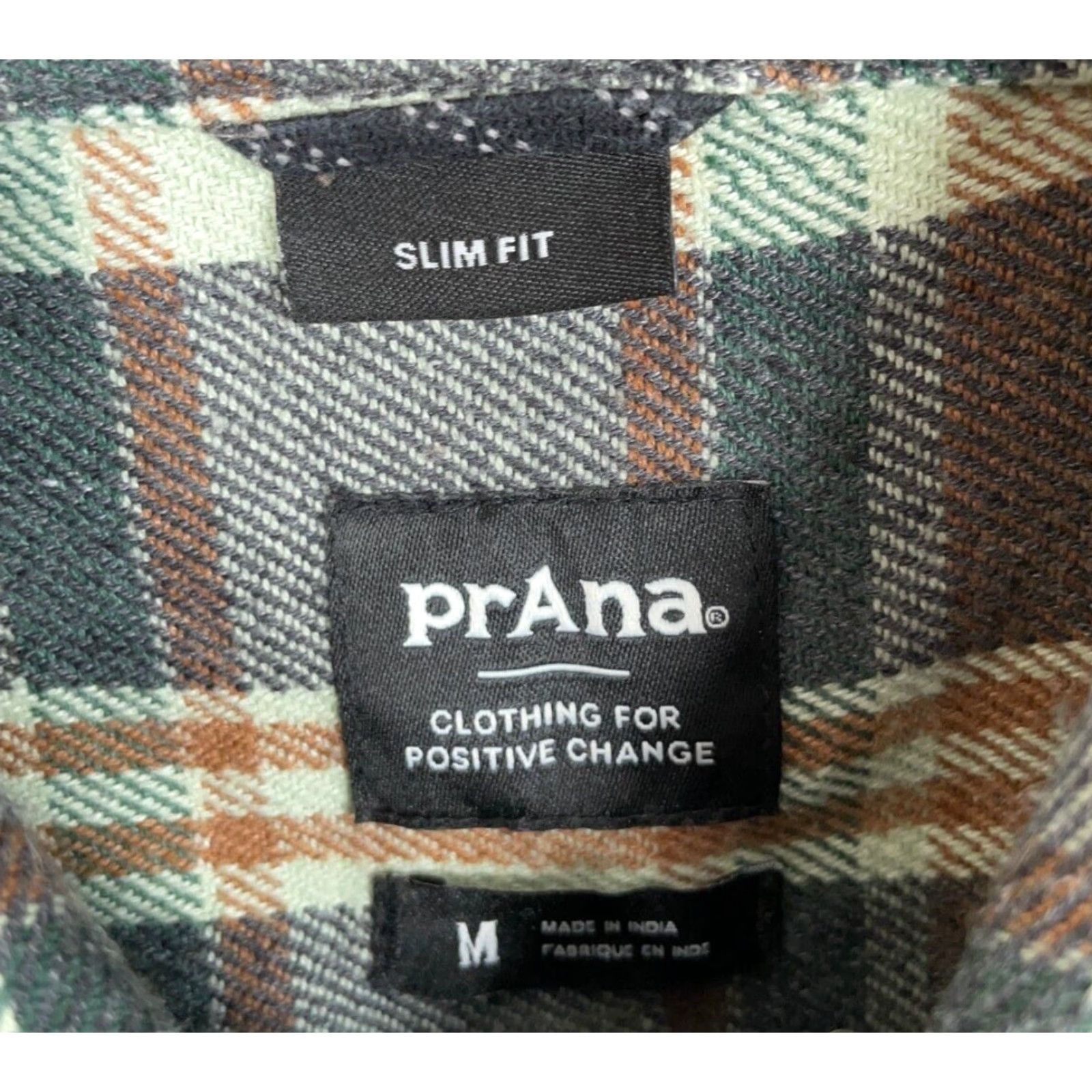 Prana prAna Westbrook Flannel Shirt Adult Medium Green Plaid Slim Fit Mens Size US M / EU 48-50 / 2 - 4 Thumbnail