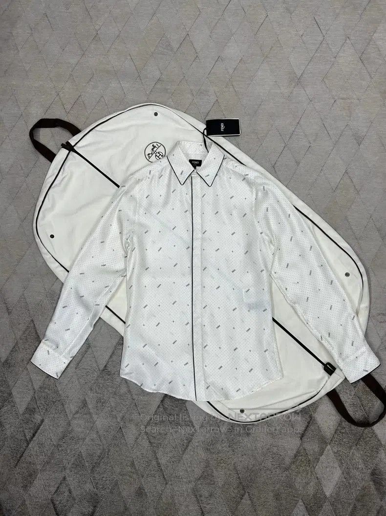 Fendi Fendi size 37 Logo Embellished Silk Shirt, Spring/Summer Co Size US XXS / EU 40 - 1 Thumbnail