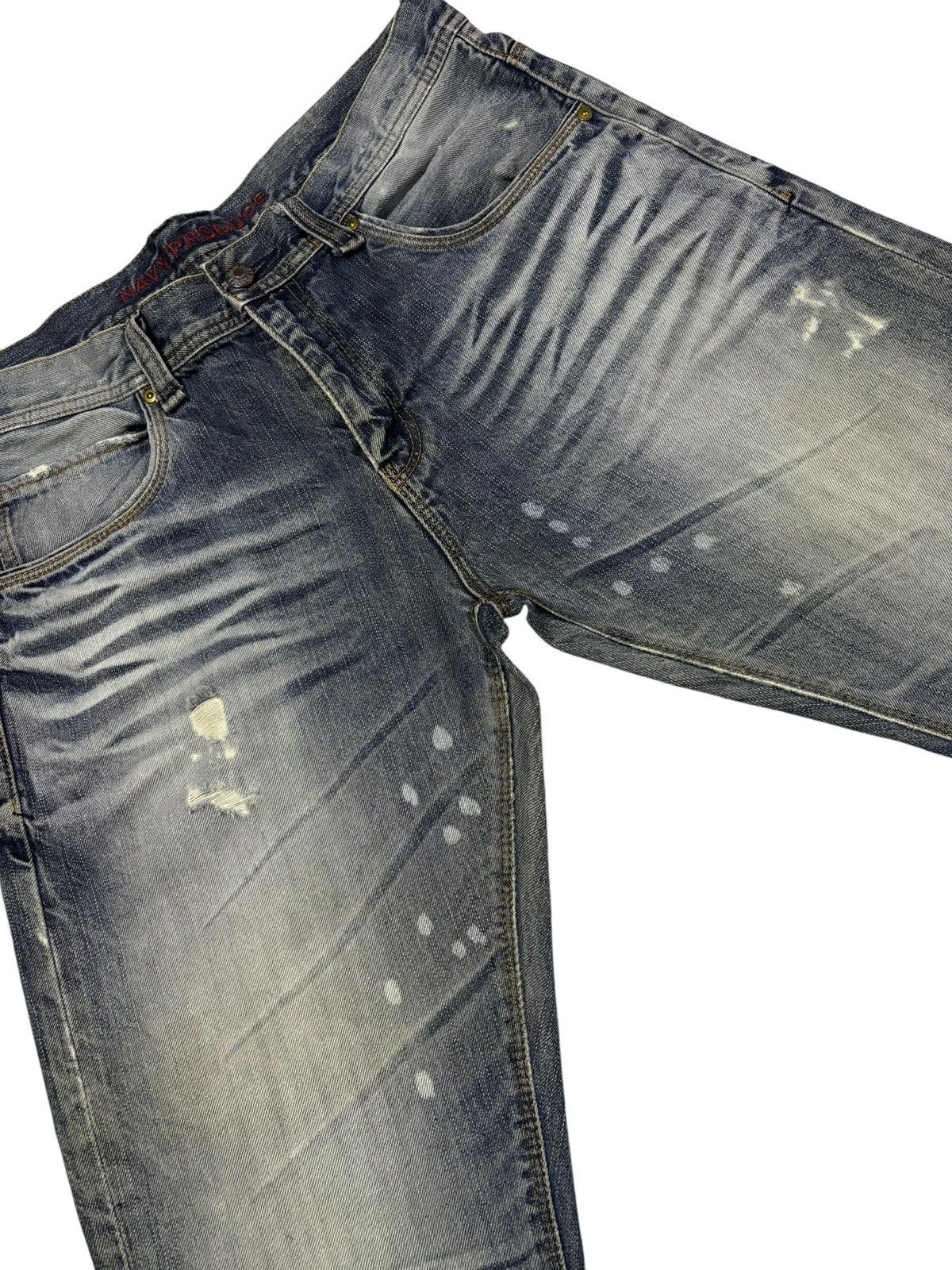 Gap Vtg Navy Japan Grunge Paint Splash Distressed Jeans Size US 32 / EU 48 - 4 Thumbnail