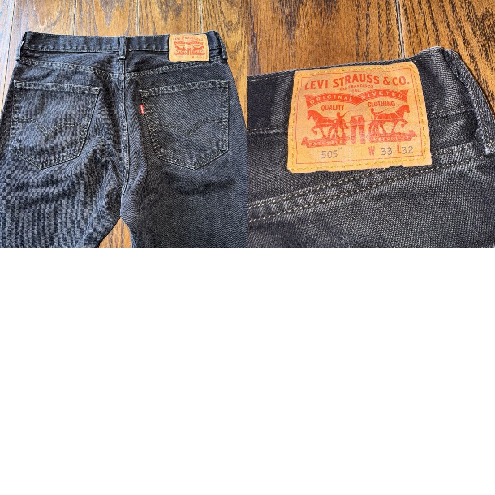 Levi's Levi's 505 Jeans Mens 33x32 Black Denim Mid Rise Regular Fit Jeans Size US 33 - 8 Thumbnail