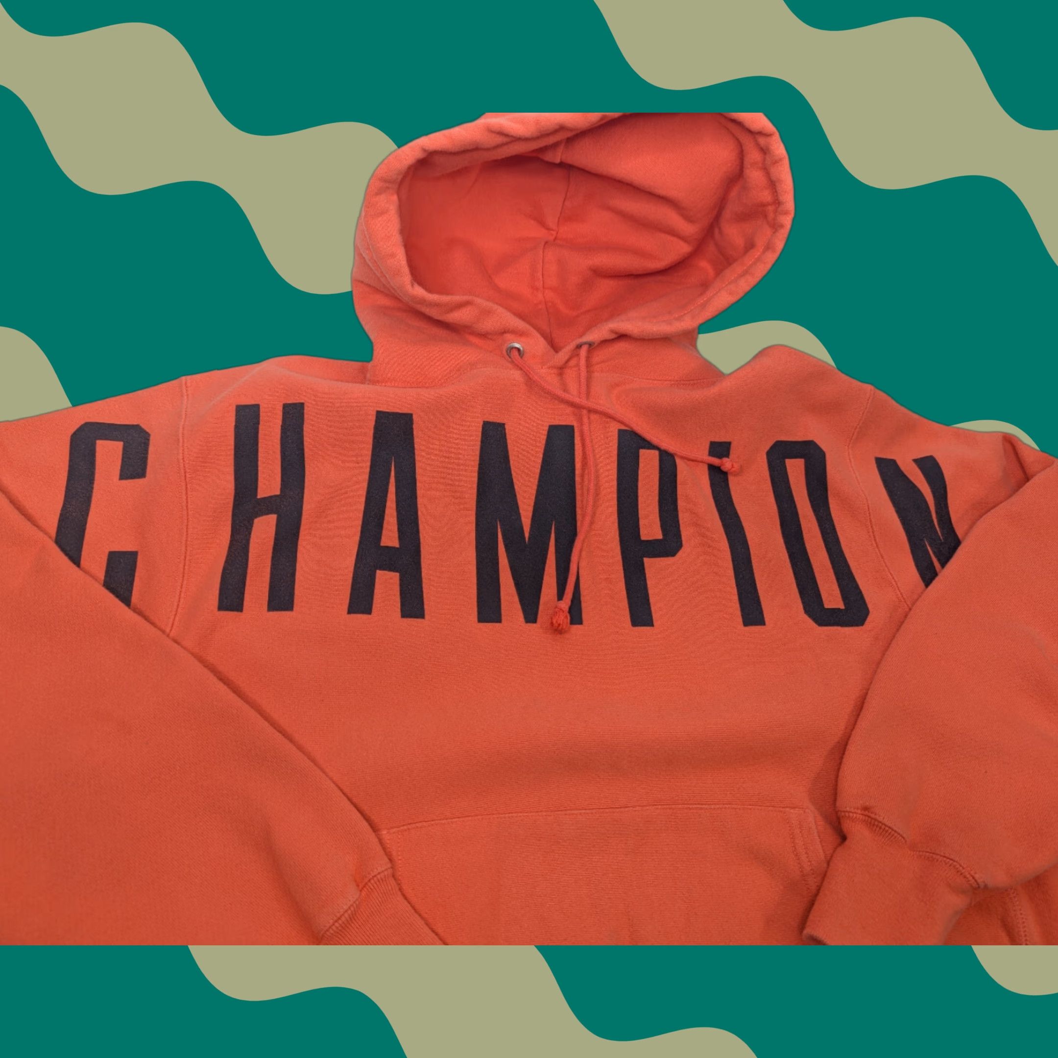 Champion VINTAGE Champion Reverse Weave Hoodie Mens XL Orange Spell Out Pullover Fleece Logo Size US XL / EU 56 / 4 - 1 Thumbnail