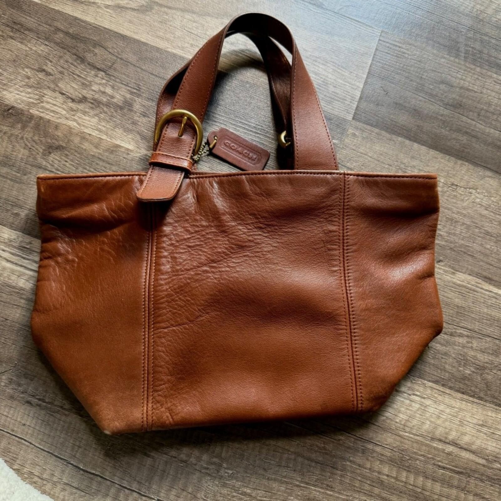 バッグ Vintage Coach Leather Tote Bag Brown Coach × Vintage Coach Vintage Leather Tote Bag Dark Brown With Tag