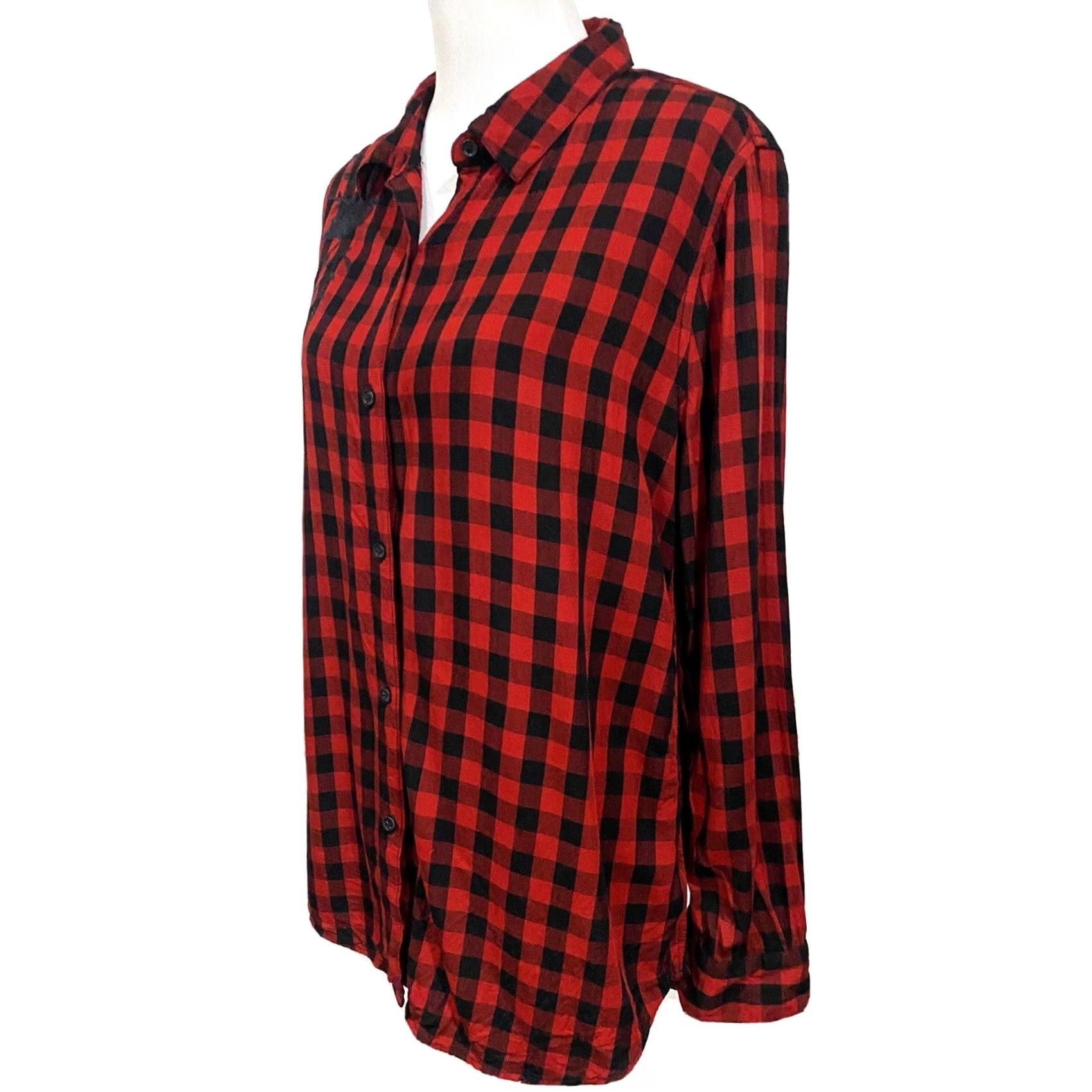 Vintage VINTAGE Beach Lunch Lounge Womens Buffalo Check Tunic Top Red Black Embroidered Sz Large Size L / US 10 / IT 46 - 3 Thumbnail
