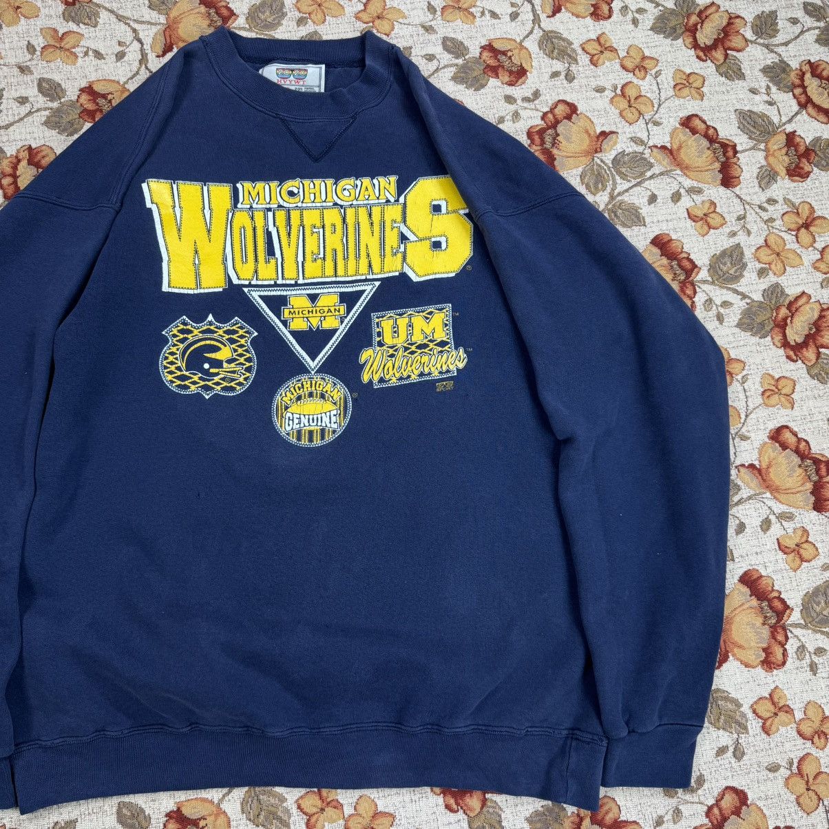 Vintage Vintage Michigan Wolverines 90s Crewneck Washed Distressed Size US L / EU 52-54 / 3 - 2 Thumbnail