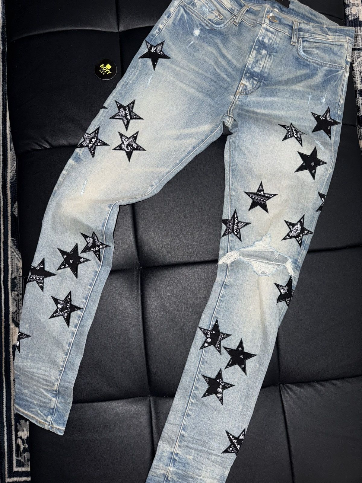 Amiri Bandana star patch jeans