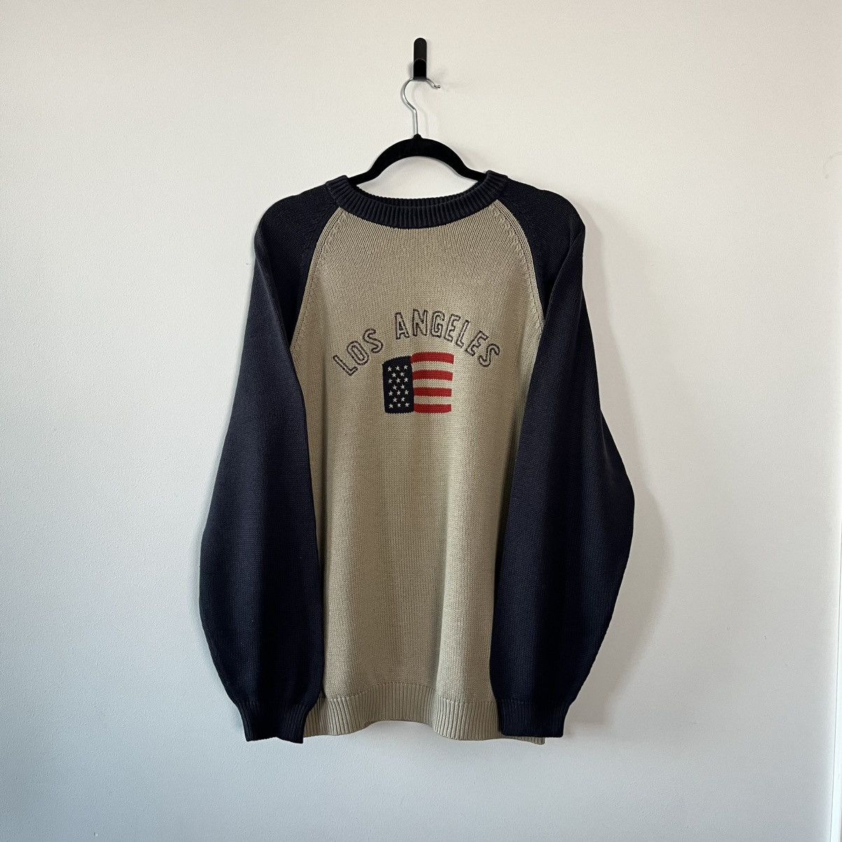 Vintage LA Varsity Knit Sweater American Flag Retro Streetwear Size US XL / EU 56 / 4 - 7 Thumbnail