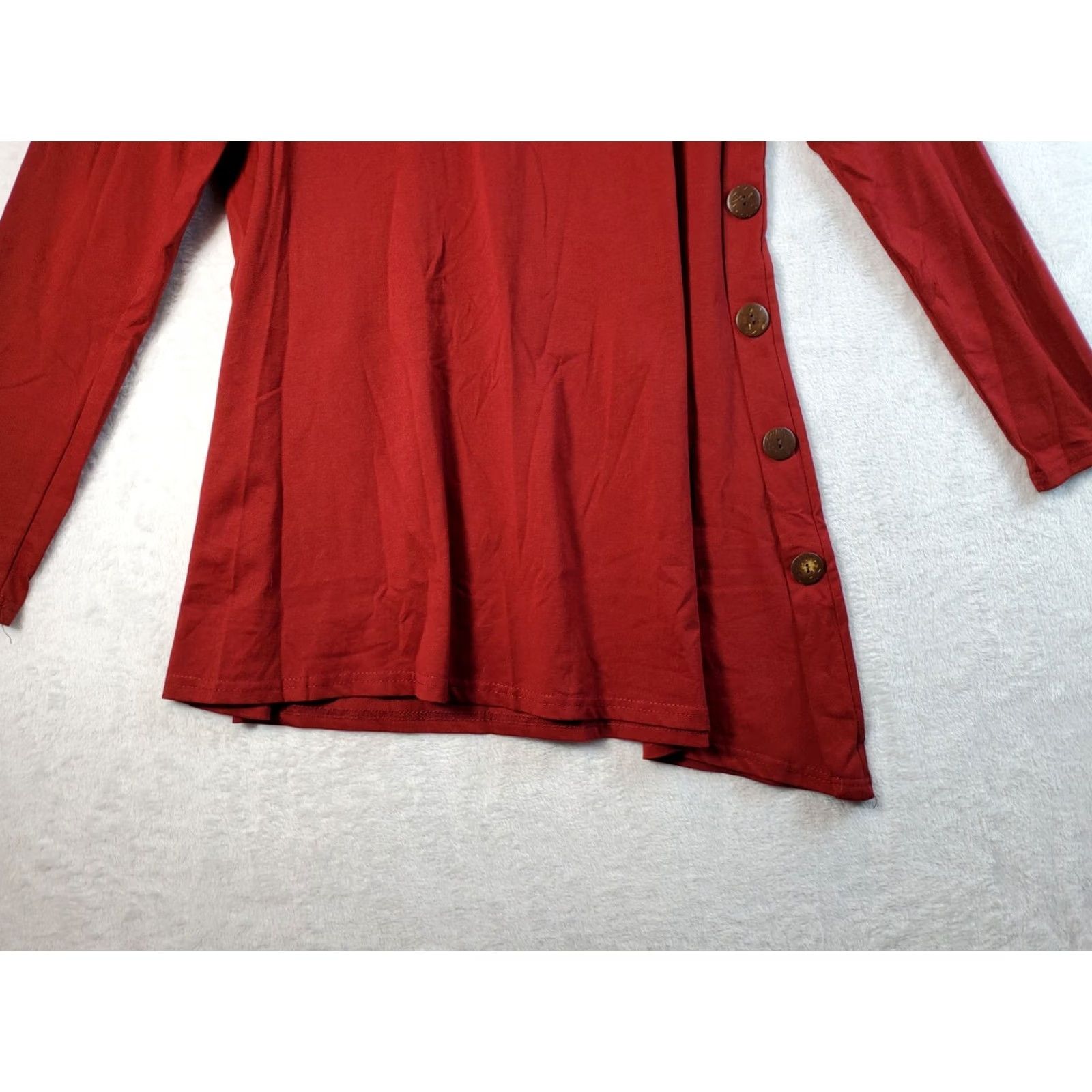 Alife Halife T Shirt Dress Womens Size M Red Polyester Round Neck Button Dress Short Sleeve/ Casual Women’s Shirt Dress Size M / US 6-8 / IT 42-44 - 7 Thumbnail