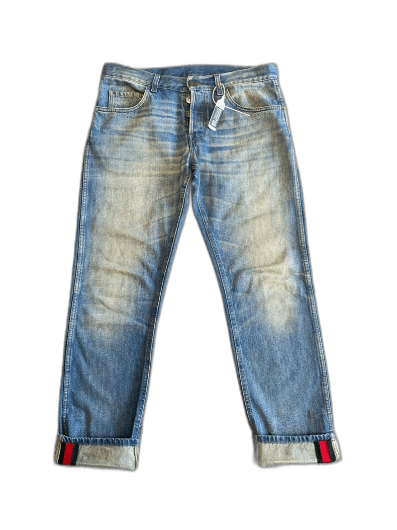 Gucci Gucci Men's Striped Denim Pants Size 34-yf Size US 34 / EU 50 - 1 Thumbnail