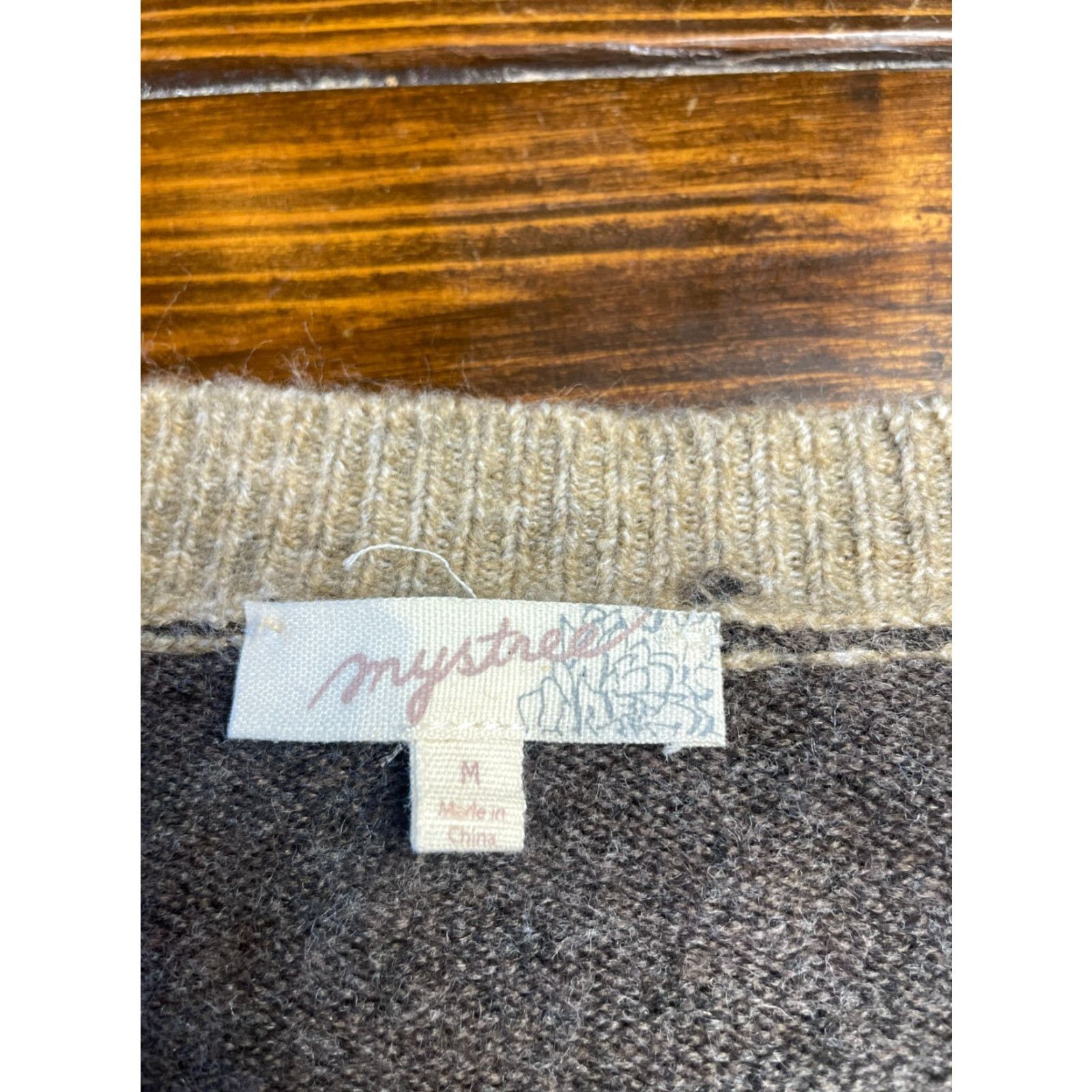 Vintage Mystree Womens Sweater, Pullover, Crew Neck, Size M, Green Tan, Knit, Long Sleeve, Solid, Regular Fit, Brown, Vintage No Size M / US 6-8 / IT 42-44 - 7 Thumbnail