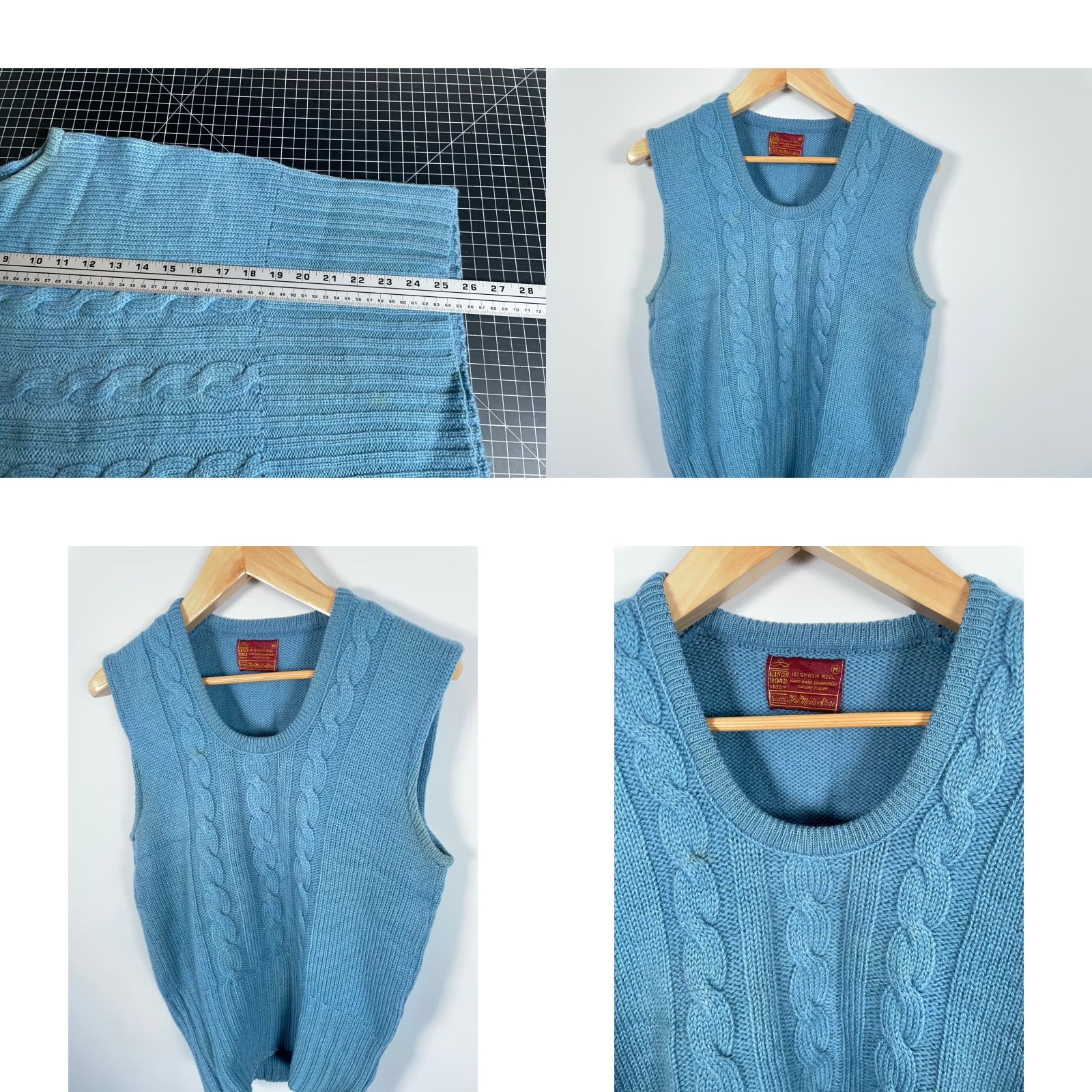 Sears VINTAGE Kings Road Wool Sweater Vest Men’s Medium Blue Cable Knit Sears Lightweight Shirt Adult Medium Blue Cable Knit Vest Mens Size US M / EU 48-50 / 2 - 8 Thumbnail