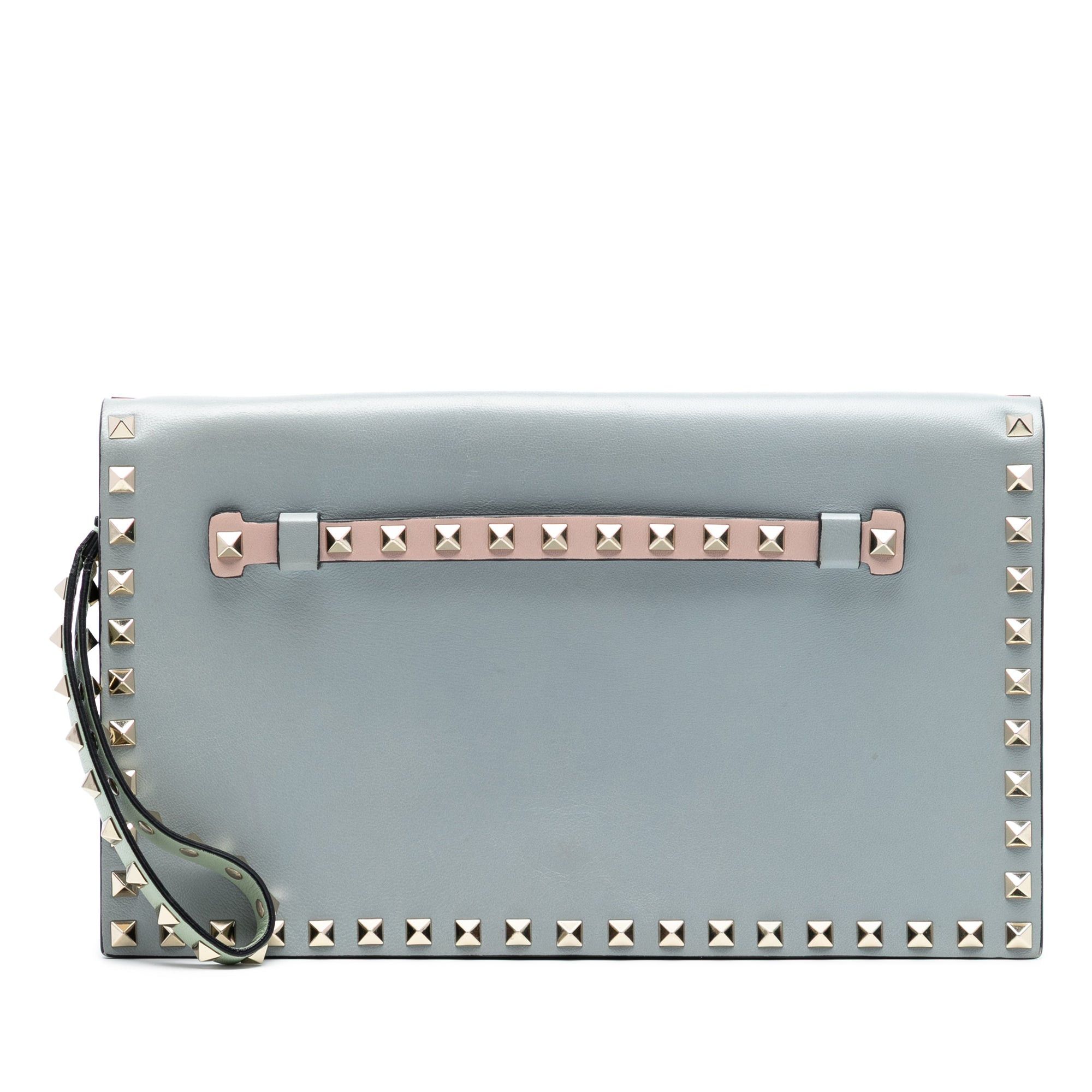 Valentino Tricolor Rockstud Wristlet Clutch in Blue, Women's