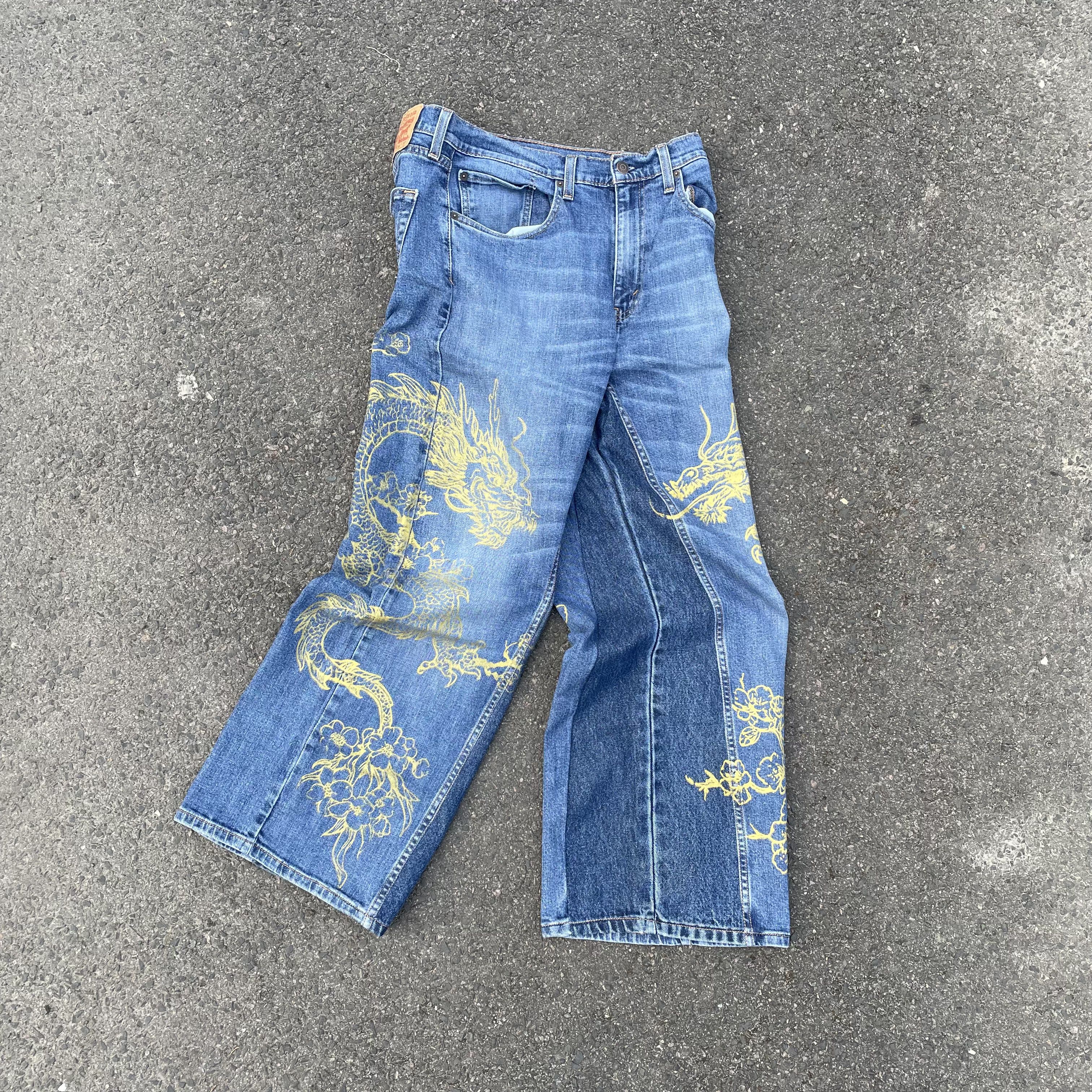 Custom Levi's baggy Jeans japanese style Y2K Alt 1of1