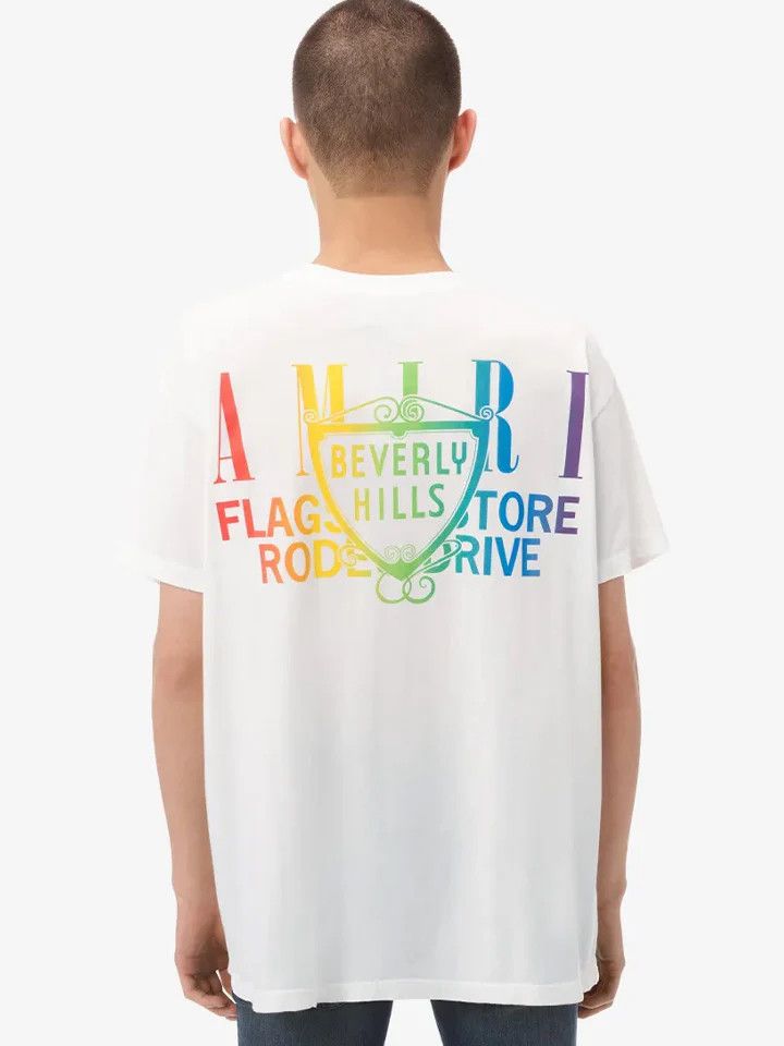 Amiri o1orln1025 Rainbow Printed T-Shirt in White Size US M / EU 48-50 / 2 - 2 Thumbnail