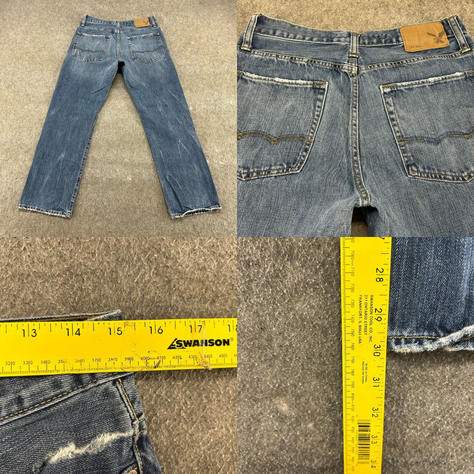 American Eagle Outfitters American Eagle Jeans Mens 30x30 Blue Relaxed Straight Medium Distressed Size US 30 / EU 46 - 10 Thumbnail