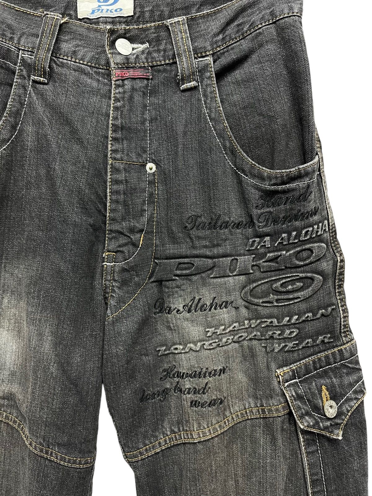 Vintage PIKO HAWAIIAN LONGBOARD WEAR Embossed SpellOut Baggy Cargo🔥 Size US 29 - 6 Thumbnail