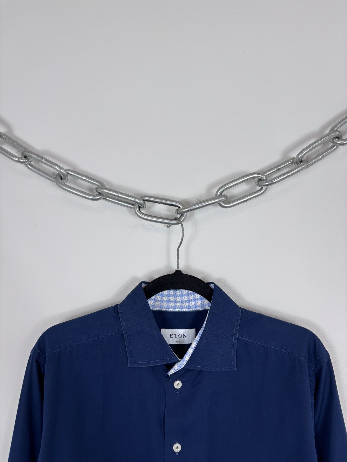 Eton Eton Men’s Slim Fit Blue Button Up Long Sleeve Dress Shirt Size US L / EU 52-54 / 3 - 3 Thumbnail