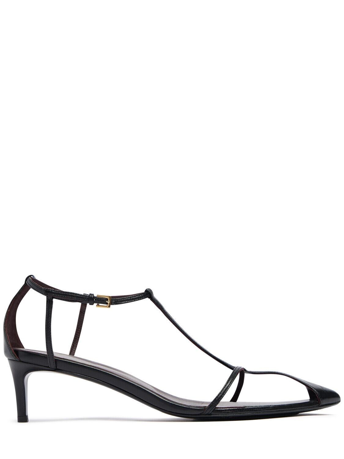KHAITE KHAITE Bella Black Leather 45mm Sandals Size US 8 / IT 38 - 1 Thumbnail