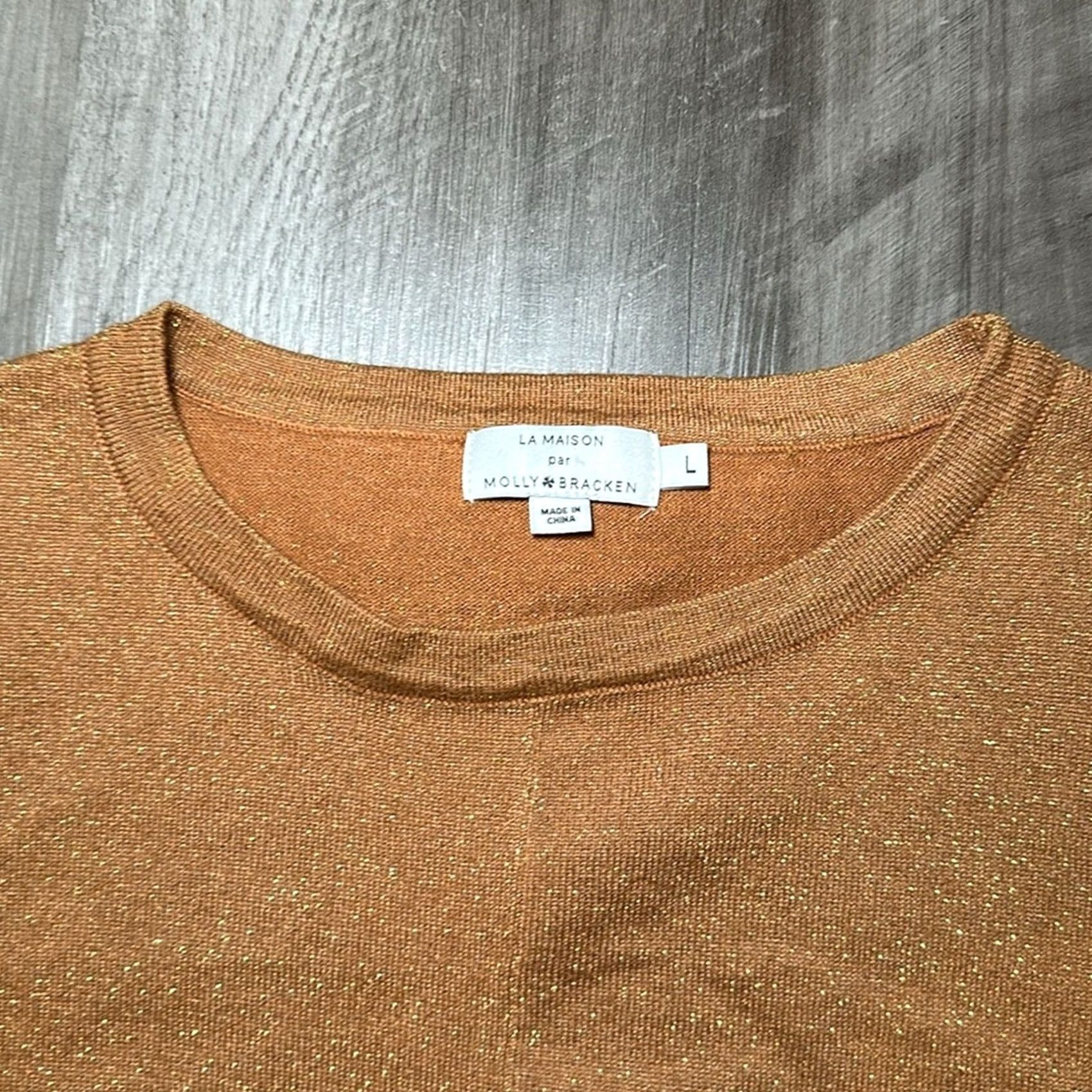 Vintage Molly Bracken La Maison Twist Hem Sweater Top Blouse Gold L Womens Size L / US 10 / IT 46 - 4 Thumbnail