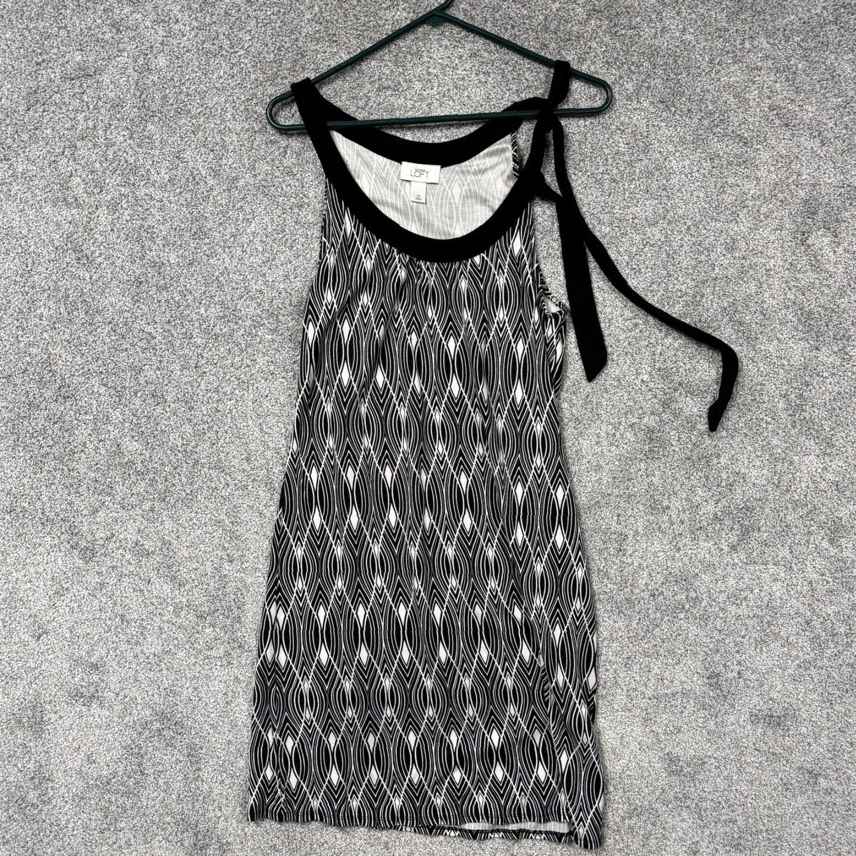 Ann Taylor Ann Taylor Loft Dress M Black White Geometric Shoulder Tie Chic Whimsigoth Mod Size M / US 6-8 / IT 42-44 - 2 Thumbnail