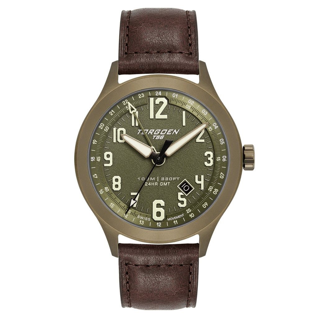 Other New Torgoen TN-1303 T56 44mm Green Sapphire GMT Leather Str Size ONE SIZE - 1 Thumbnail