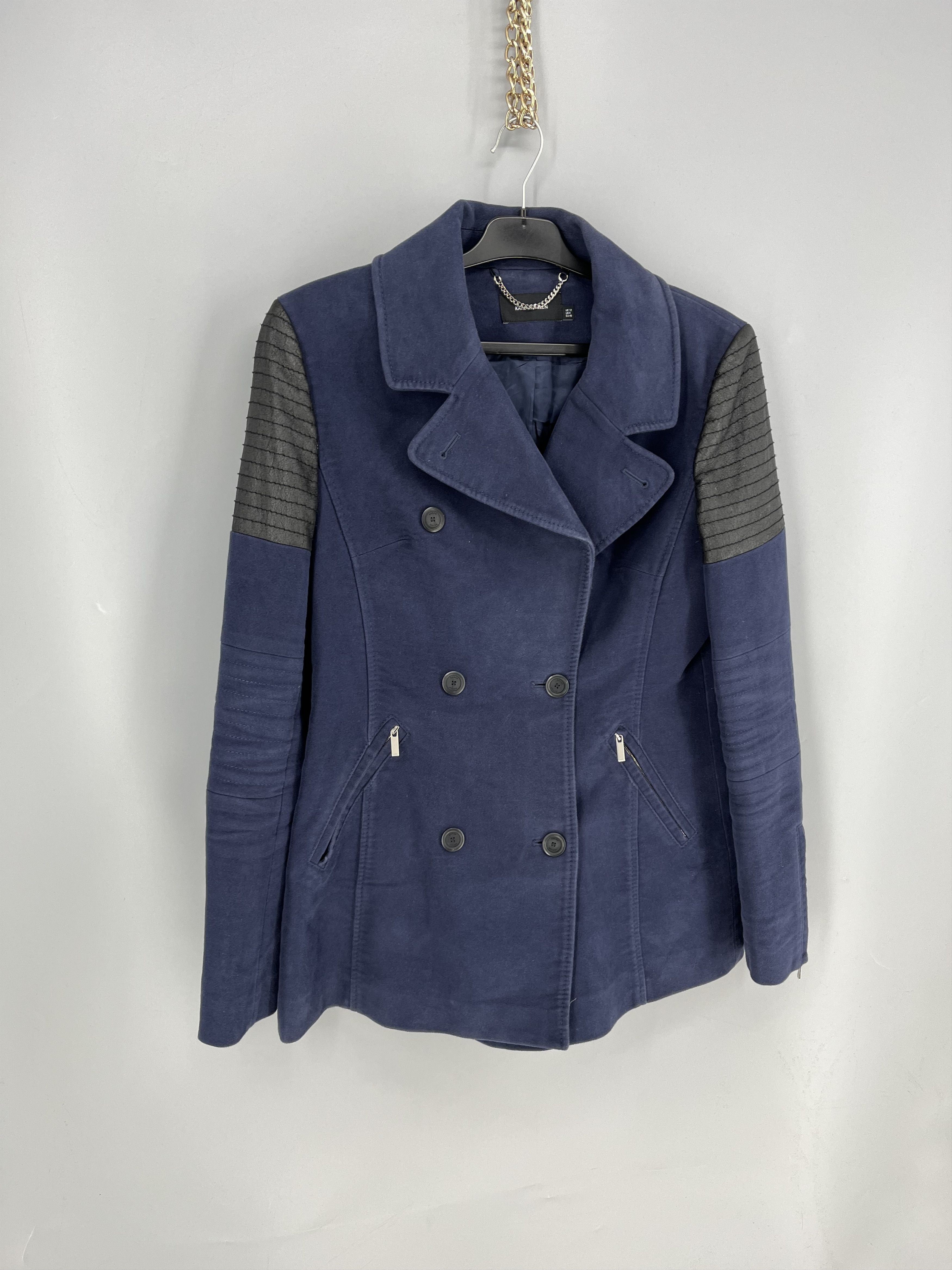 Karen Millen Women's 8 Double Breasted Navy Pea Coat