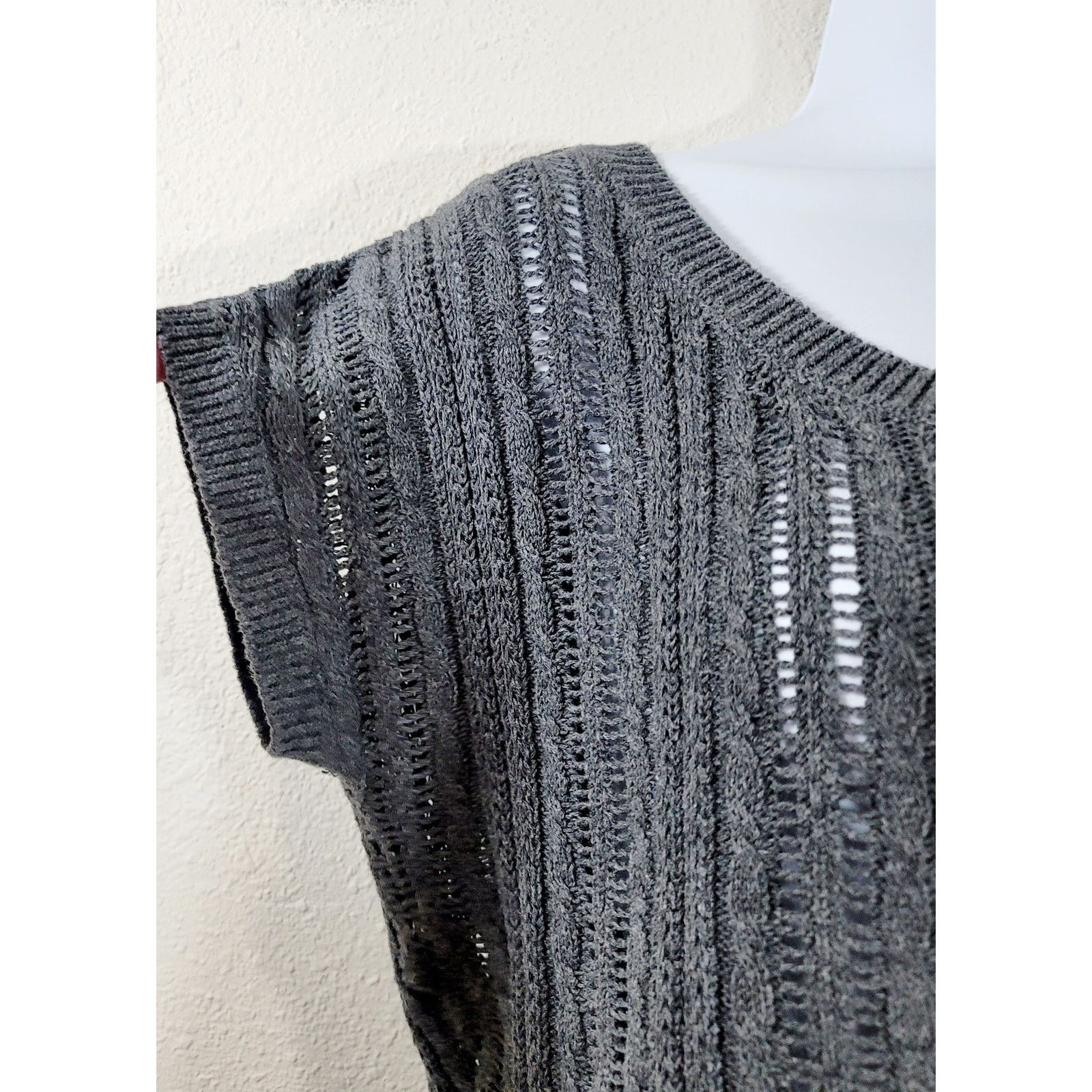 Other Garage Gray Charcoal Open Knit Capped Sleeve Sweater Top M Size M / US 6-8 / IT 42-44 - 2 Thumbnail