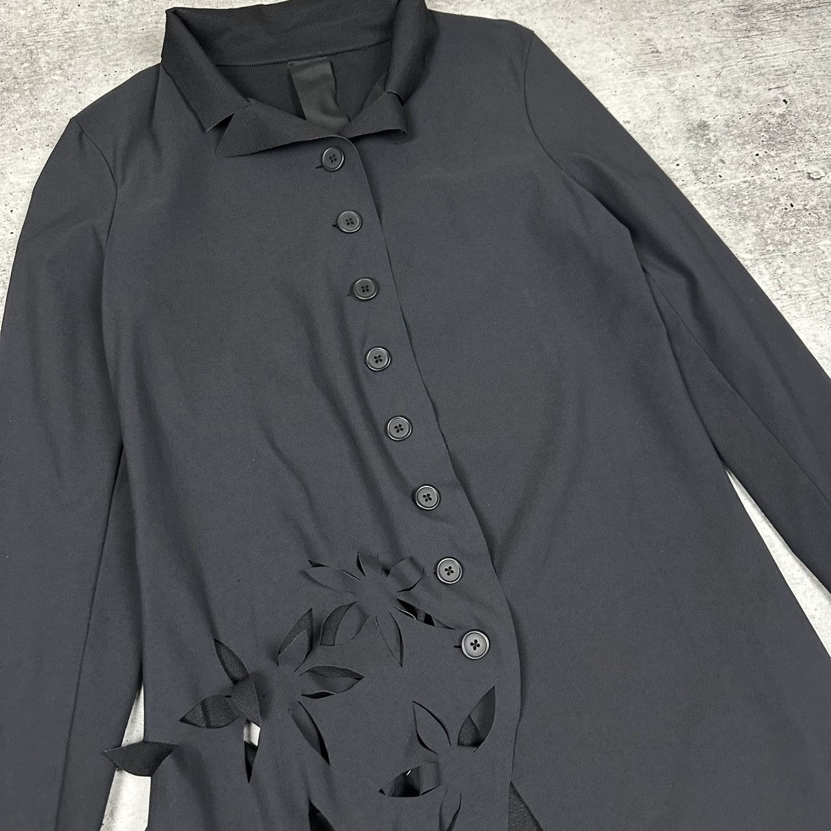 Rundholz Rundholz Black Label Coat Flower Cutouts Black Nylon Women Size S / US 4 / IT 40 - 6 Thumbnail