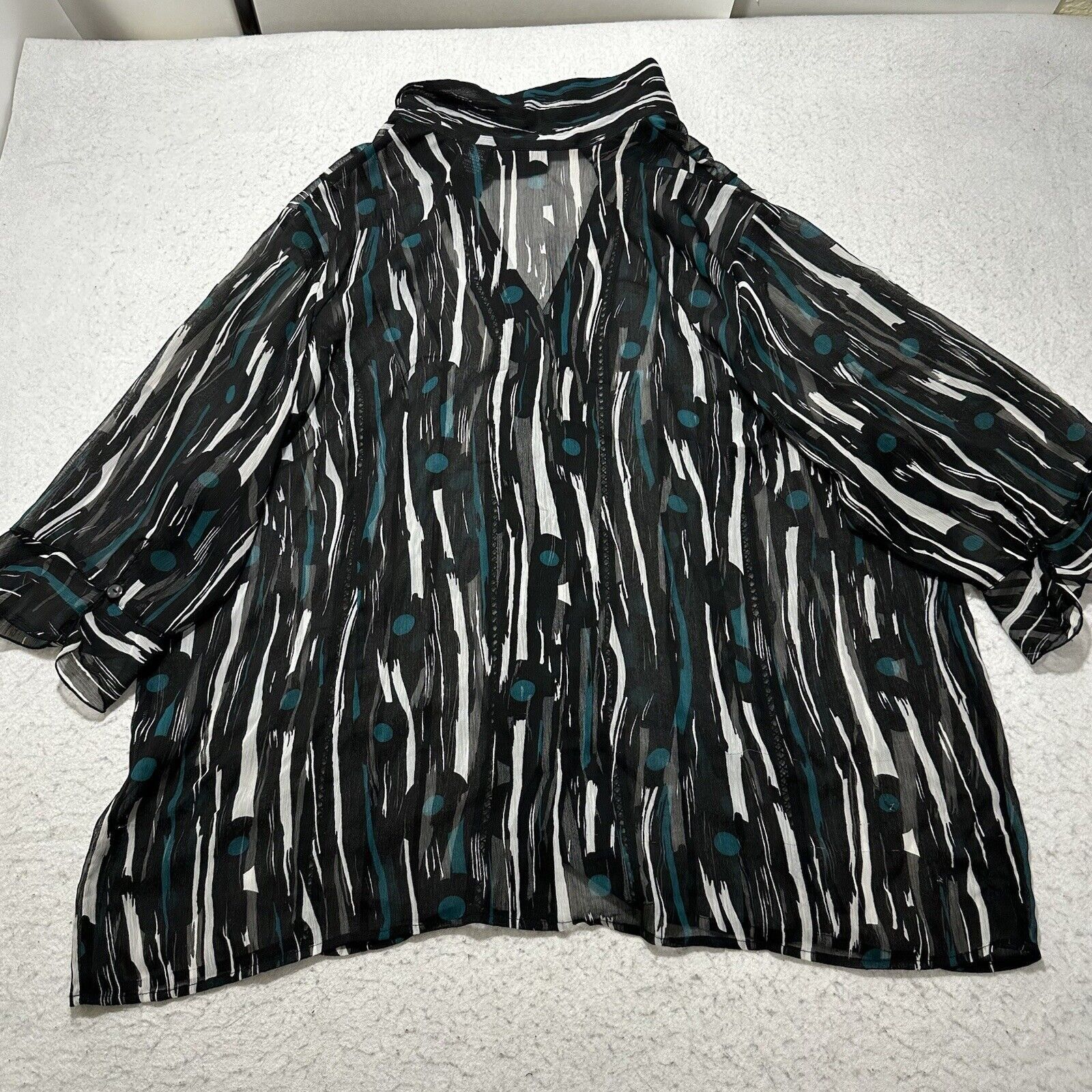 Other Maggie Barnes 2X 22/24 Sheer Button Down Blouse Lightweight Size XXL / US 16-18 / IT 52-54 - 10 Thumbnail