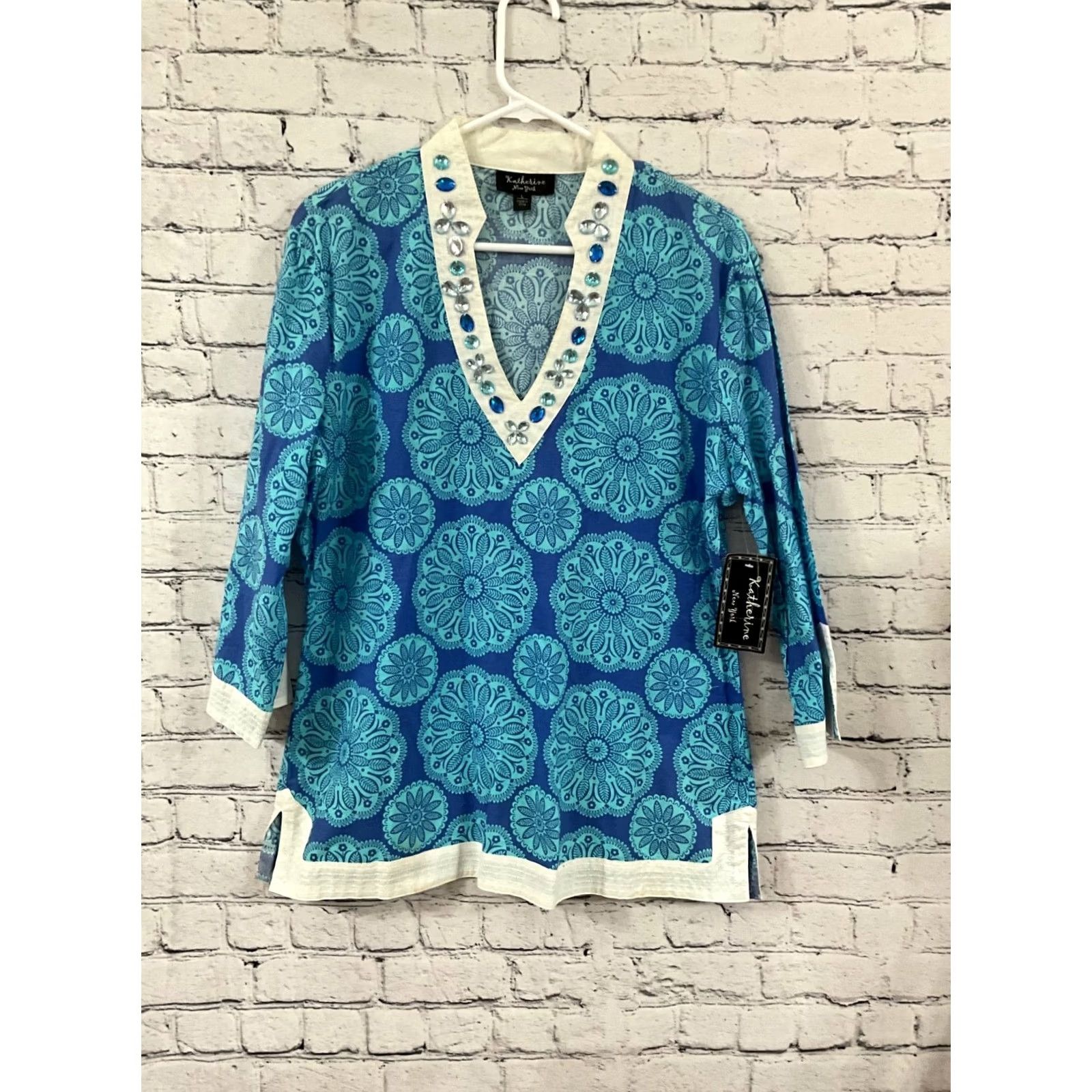 Sea New York KATHERINE NEW YORK WOMENS TOP Blouse V-Neck 3/4 Sleeve Multicolor Pullover L NWT Size L / US 10 / IT 46 - 4 Thumbnail