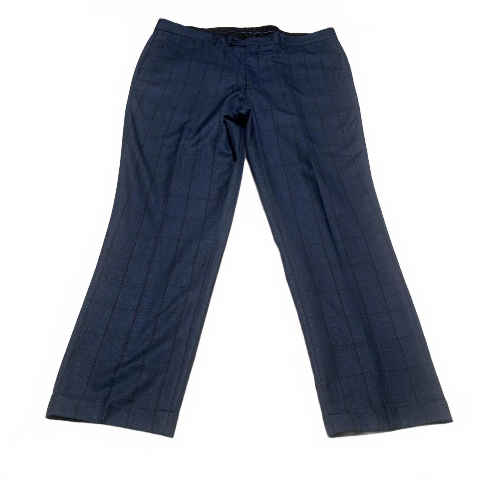 Other Alberto Cardinali Men's 42R x 30.5L Navy Plaid Pants Size 50R - 4 Thumbnail