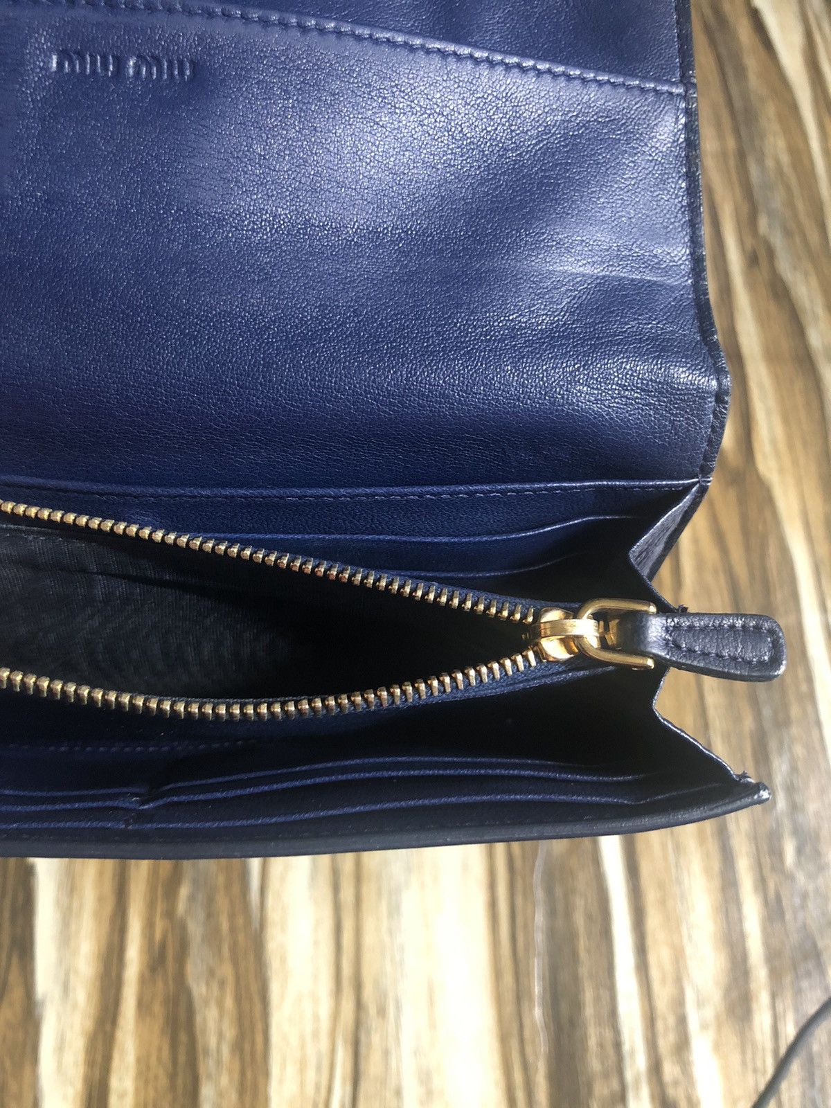 Miu Miu Miu Miu Dark Blue Patent Leather Bow Flap Wallet Prada Size ONE SIZE - 6 Thumbnail