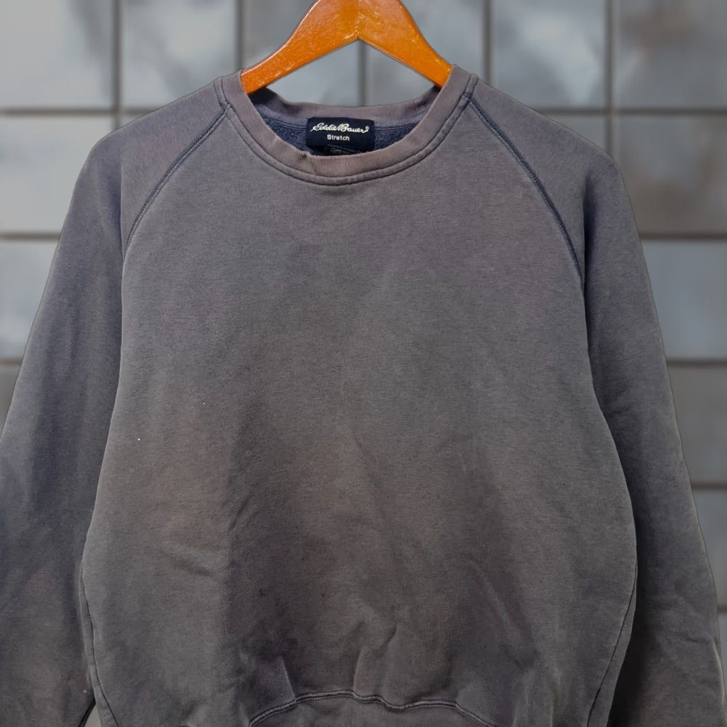 VINTAGE Sun Faded Blank Gray Black Raglan Sweatshirt S Gray 90s USA Eddie Bauer Sweatshirt Mens