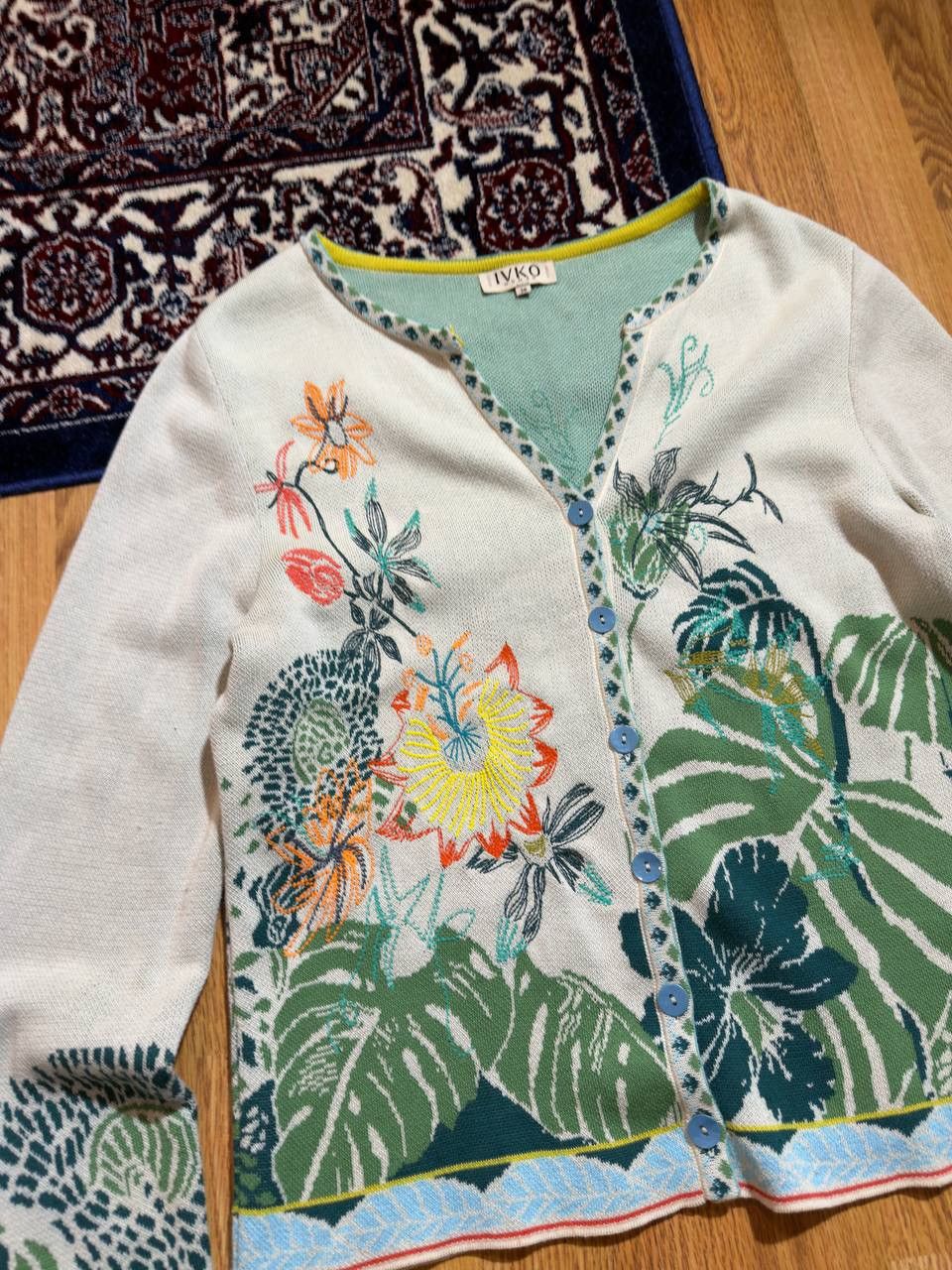 Other IVKO Floral Jacquard & Embroidered Knit Cardigan - Size 38 Size S / US 4 / IT 40 - 2 Thumbnail
